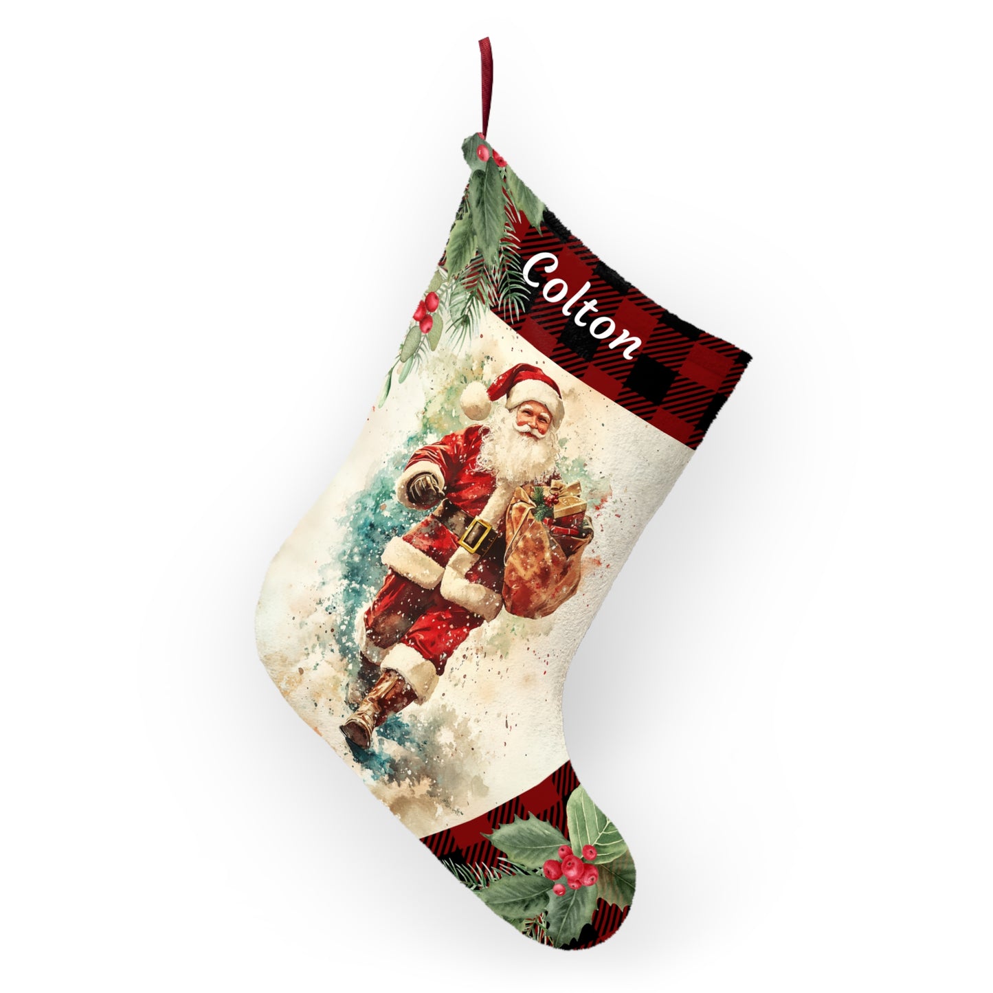 Vintage Santa Christmas Stocking, Retro Christmas Style