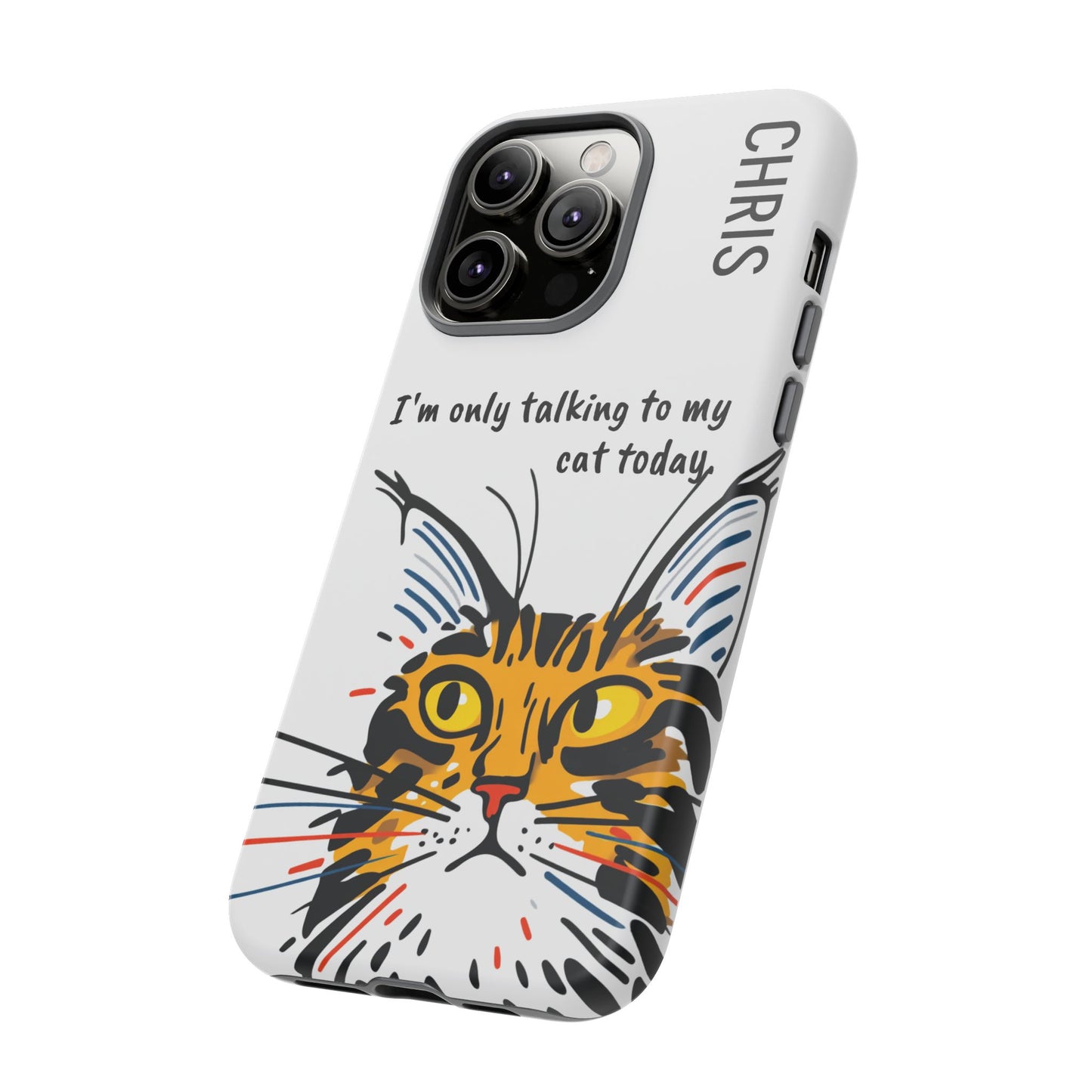 Personalized Cat iPhone Case, "Im only talking to my cat today", Unique Pet Lover Gift,