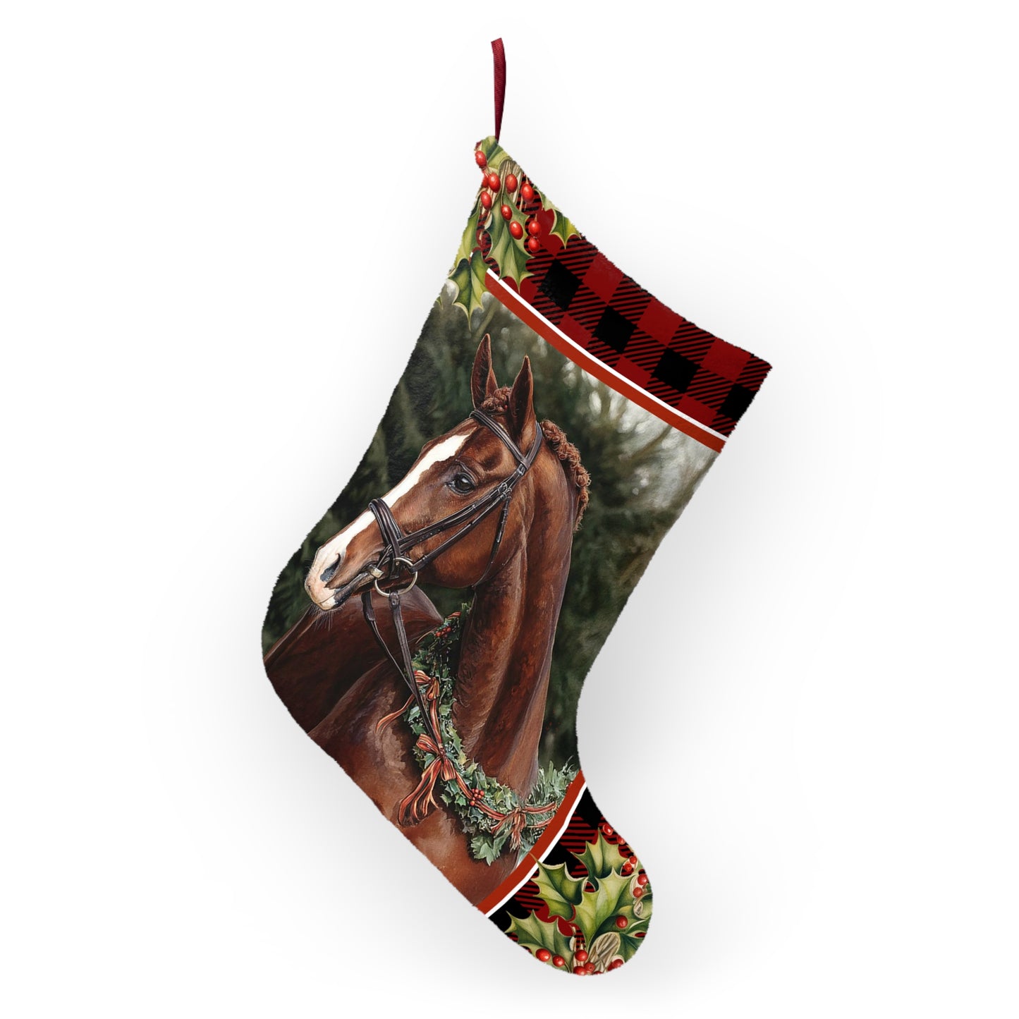 Christmas Liver Chestnut Horse Stocking, Equestrian Gift