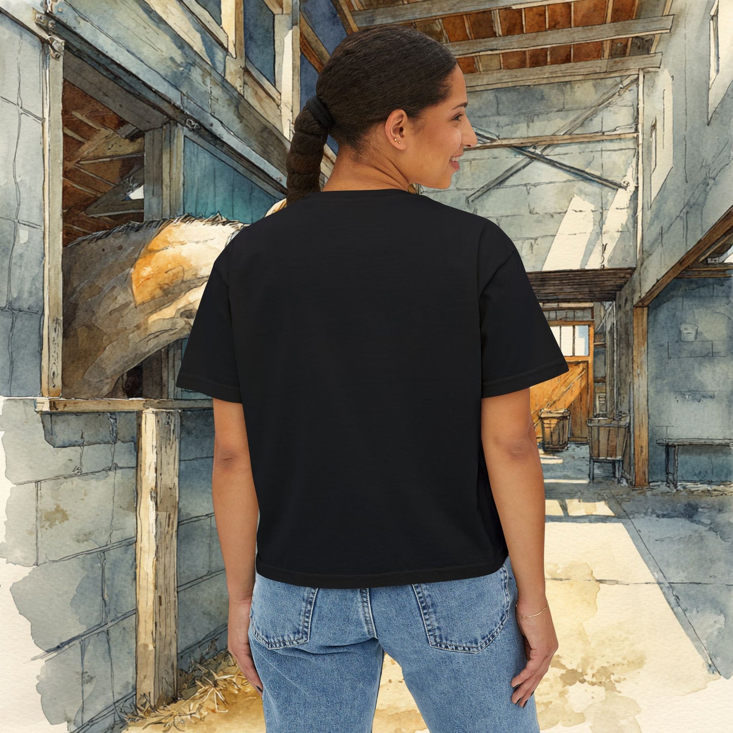 Women's Boxy Loose Fit Horse Tee — Horse Sketch "I Could Be Meaner"