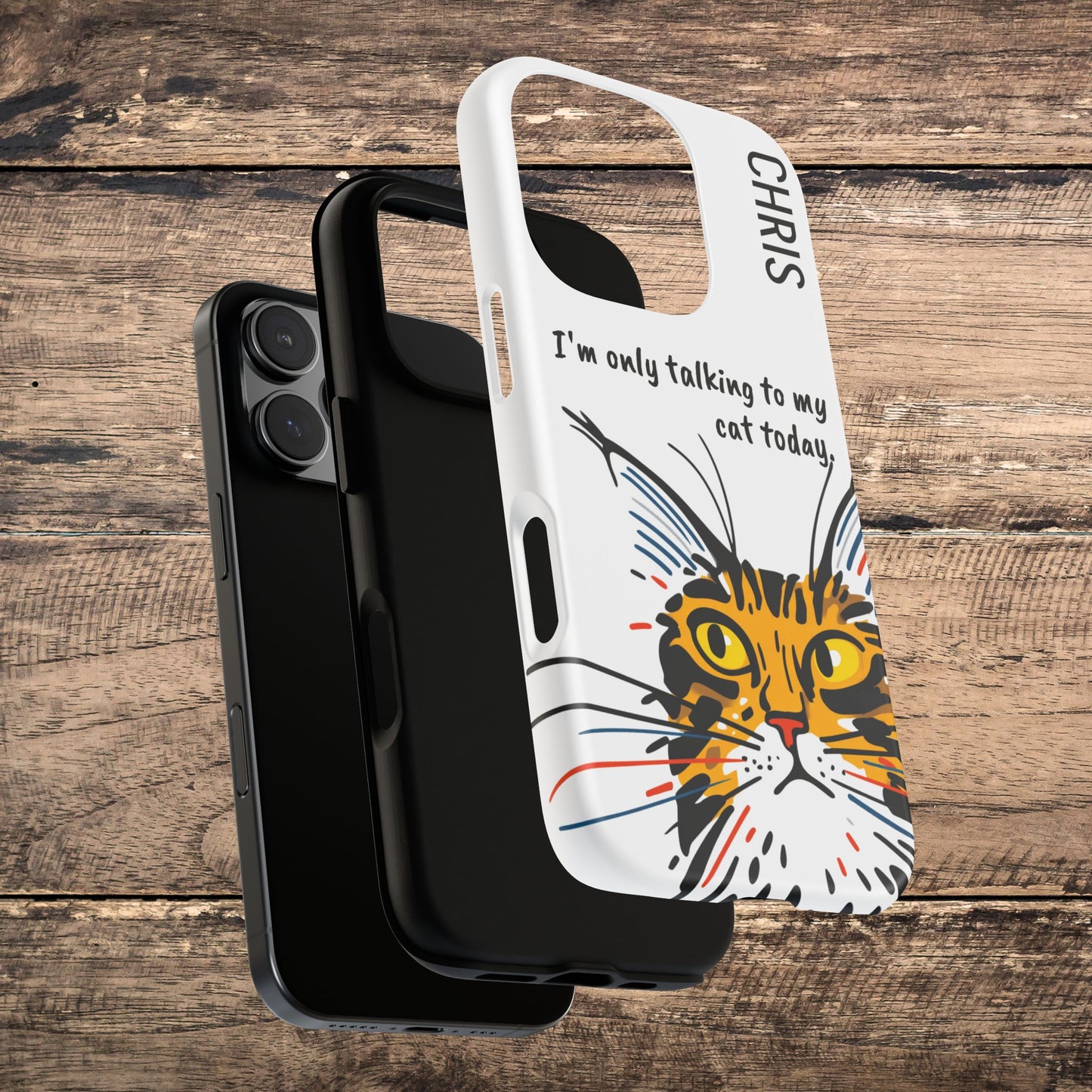 Personalized Cat iPhone Case, "Im only talking to my cat today", Unique Pet Lover Gift,
