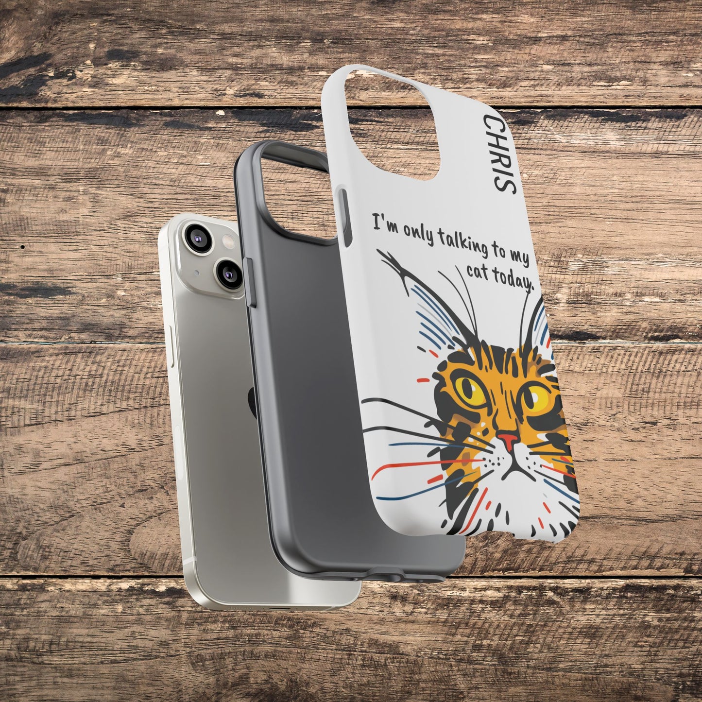 Personalized Cat iPhone Case, "Im only talking to my cat today", Unique Pet Lover Gift,