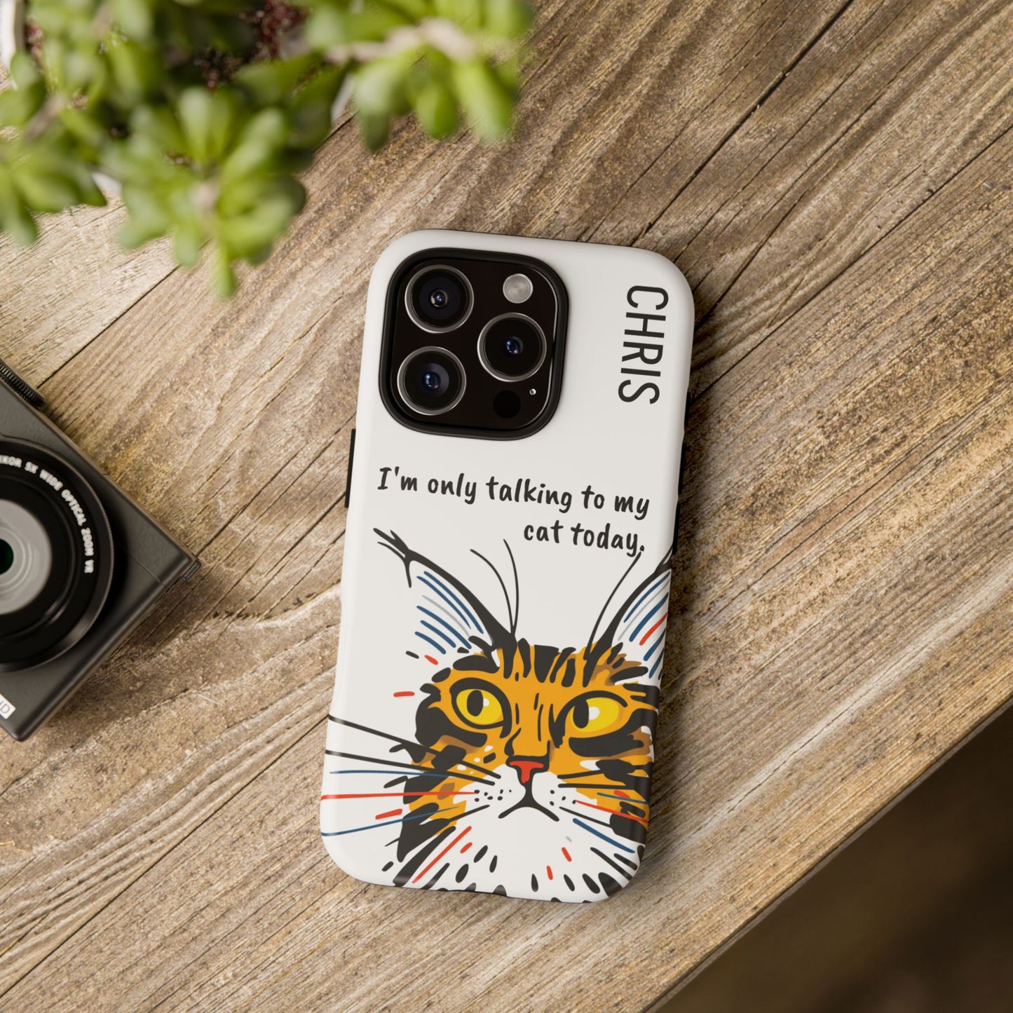Personalized Cat iPhone Case, "Im only talking to my cat today", Unique Pet Lover Gift,