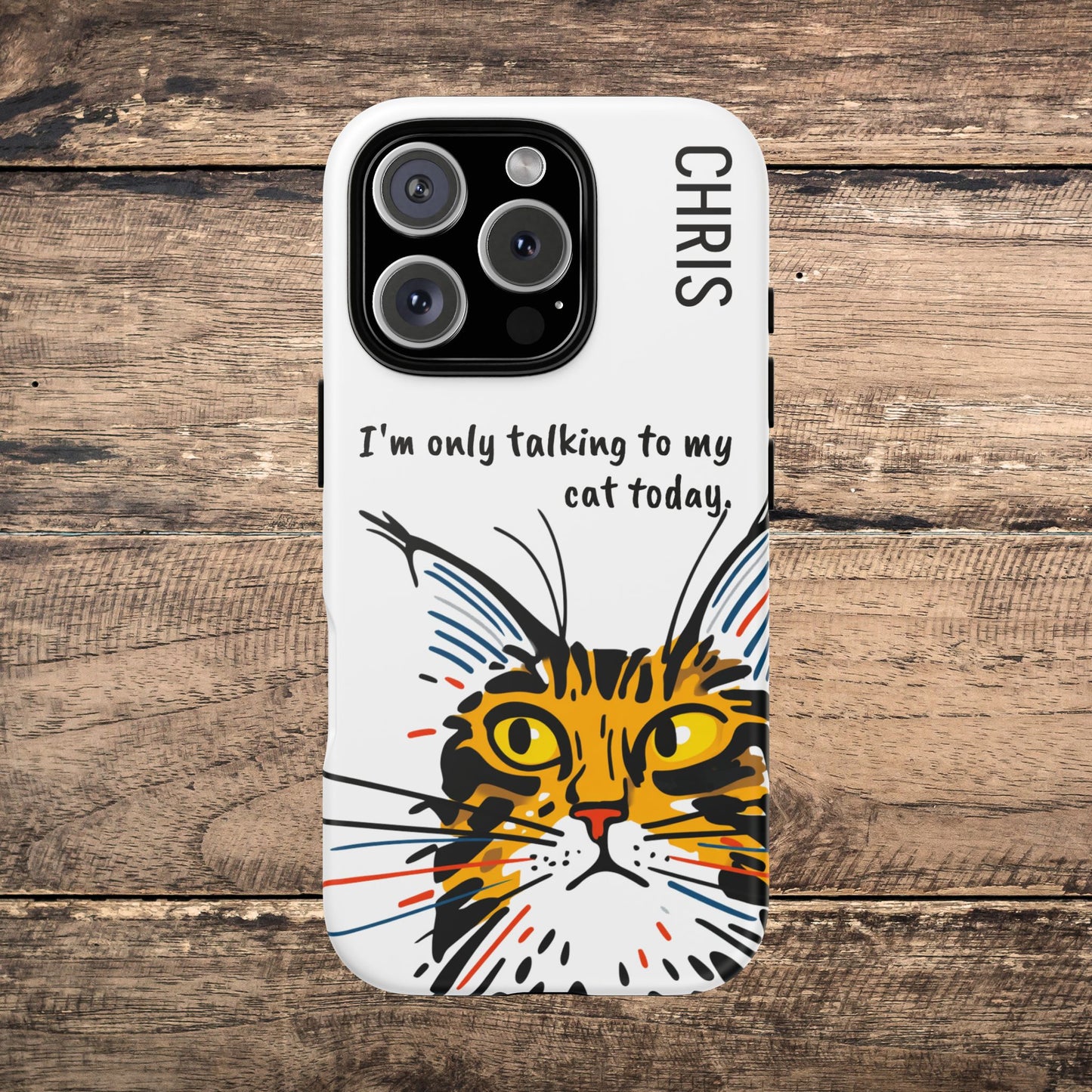 Personalized Cat iPhone Case, "Im only talking to my cat today", Unique Pet Lover Gift,