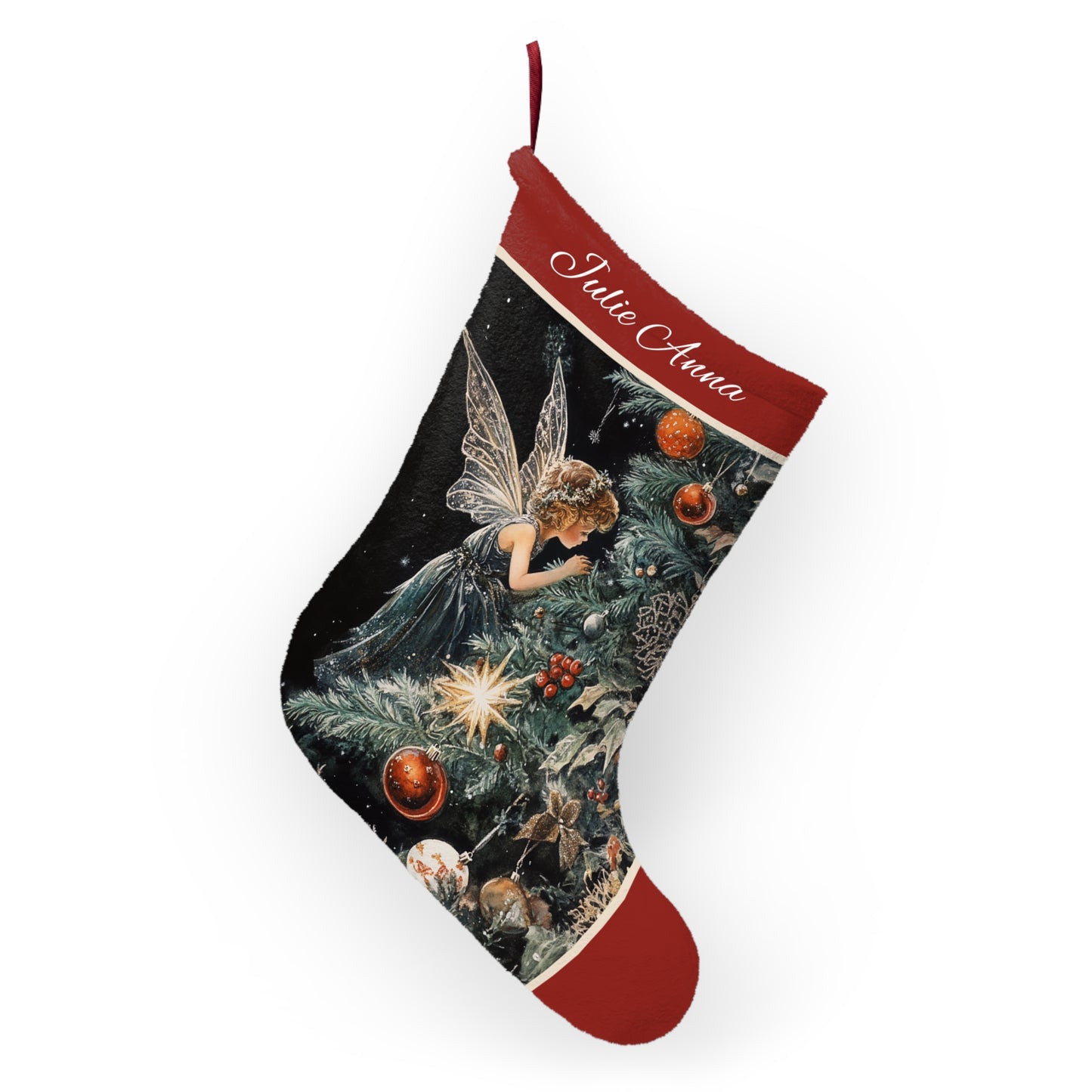 Christmas Fairy Angel Stocking, Holiday Christmas Tree Decor