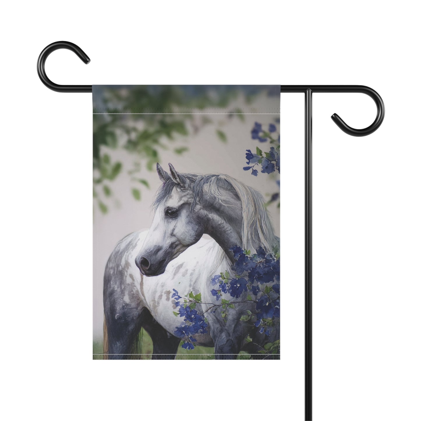 Horse and Floral Garden Banner, Outdoor Decor, Horse Lover's Gift, Spring Decoration, Yard Flag, Garden Art