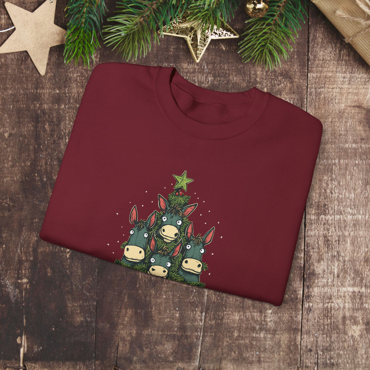 Happy Mule-Tide Christmas Sweatshirt – Funny Mule Christmas Tree Crewneck