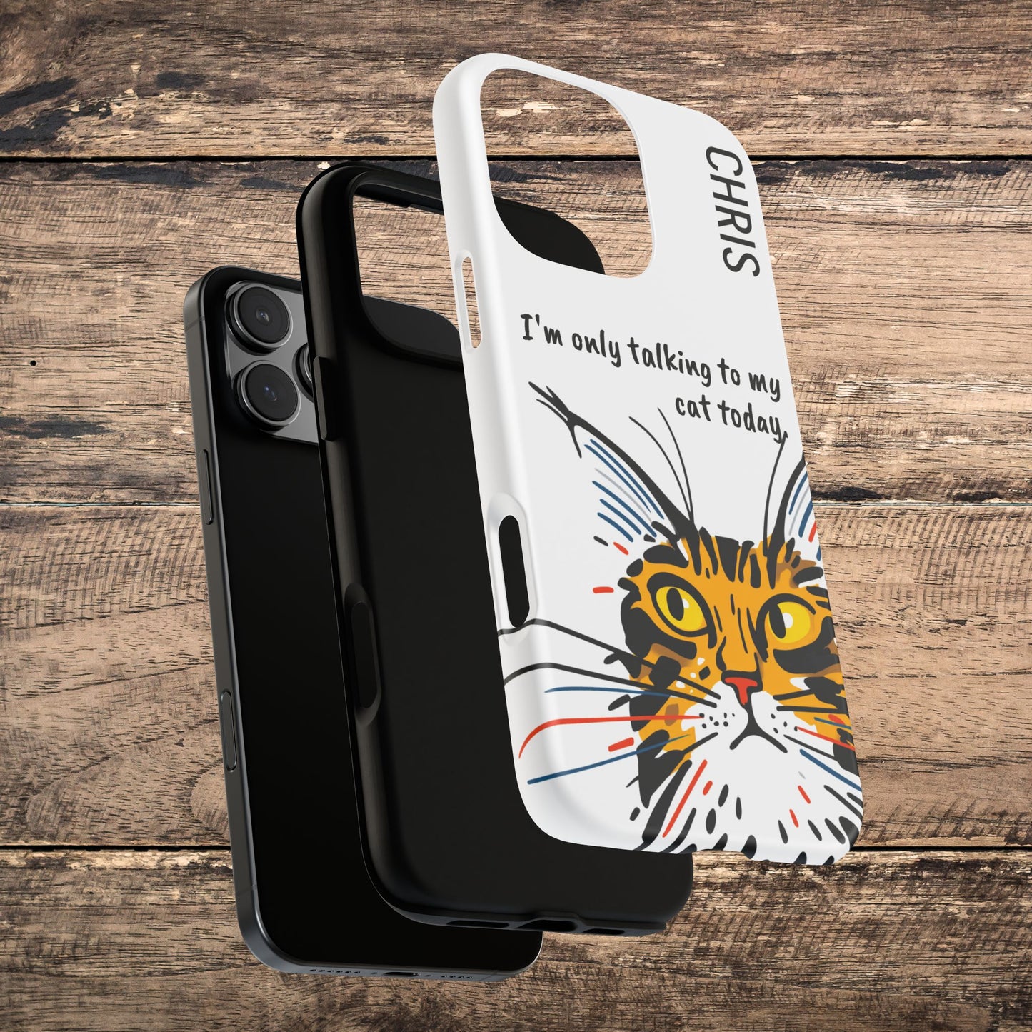 Personalized Cat iPhone Case, "Im only talking to my cat today", Unique Pet Lover Gift,