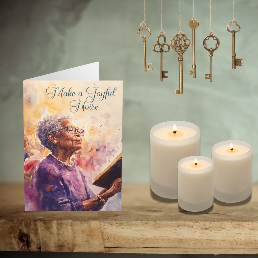 5 Church Chorus Singer Cards, Grandmother Singing Greeting Notecard - Religious - FlooredByArt
