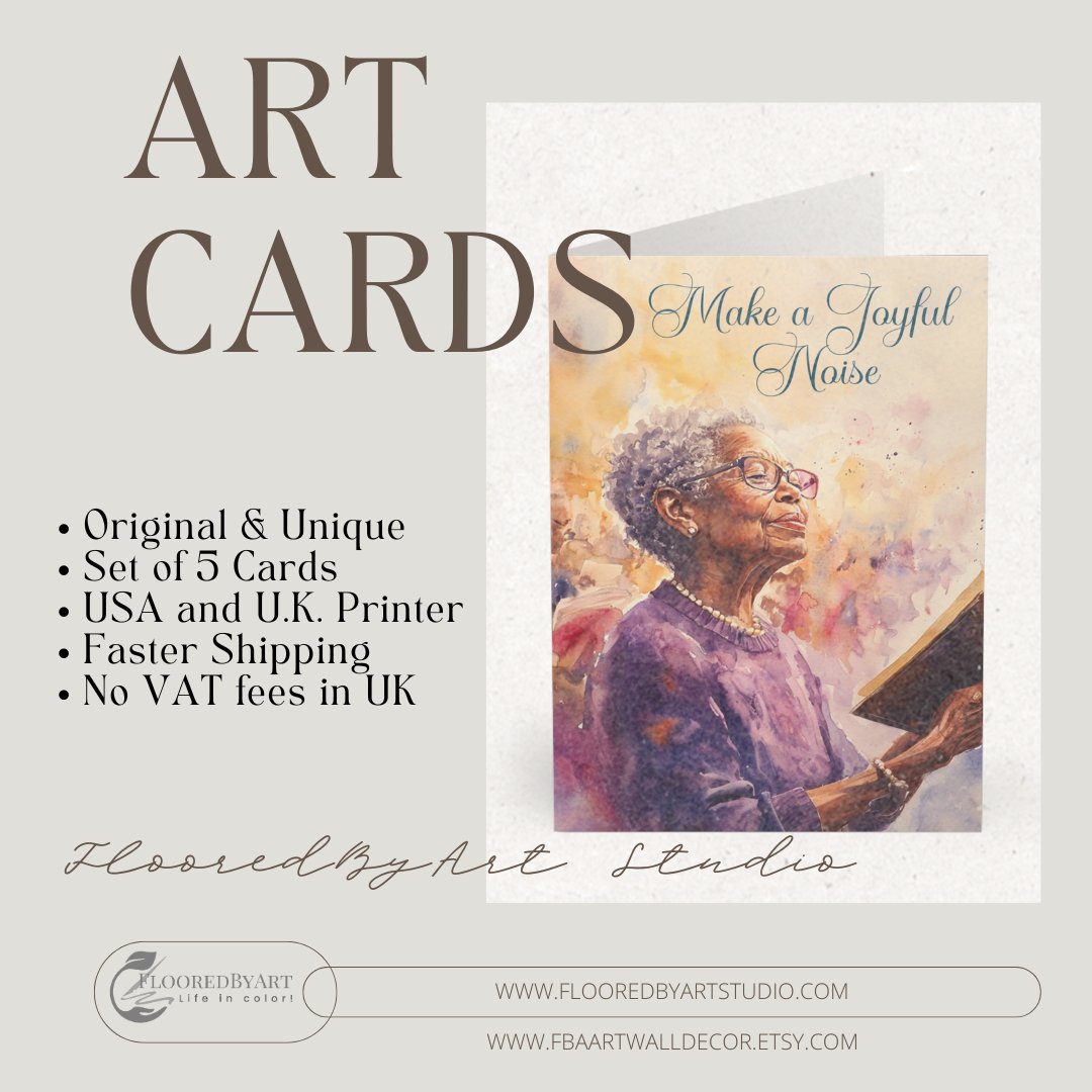 5 Church Chorus Singer Cards, Grandmother Singing Greeting Notecard - Religious - FlooredByArt