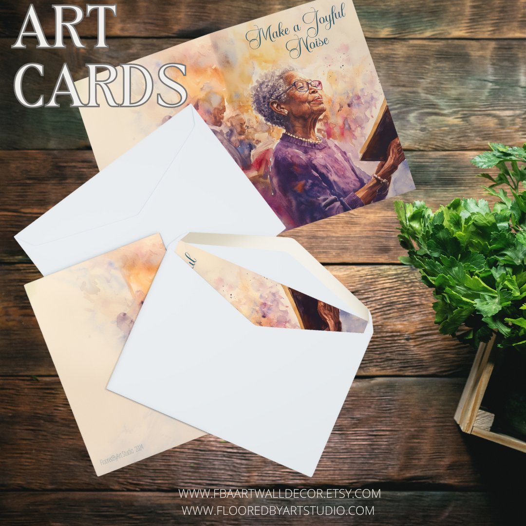 5 Church Chorus Singer Cards, Grandmother Singing Greeting Notecard - Religious - FlooredByArt