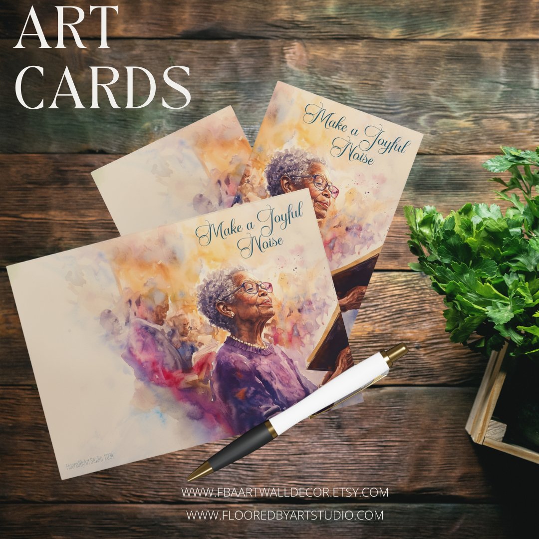 5 Church Chorus Singer Cards, Grandmother Singing Greeting Notecard - Religious - FlooredByArt