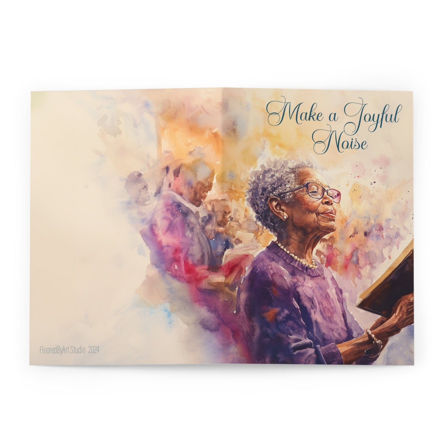 5 Church Chorus Singer Cards, Grandmother Singing Greeting Notecard - Religious - FlooredByArt