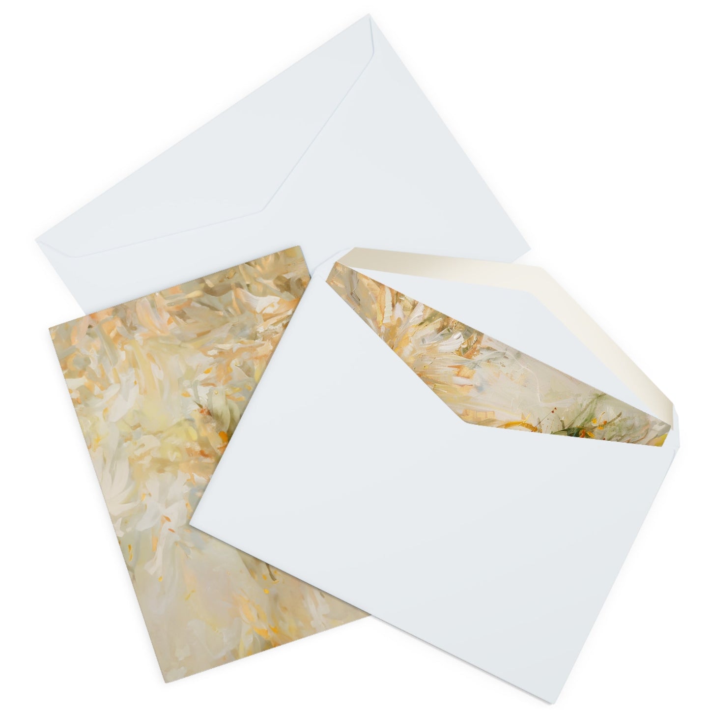 5 Original Art Golden Holiday Angel in Oils Cards, Set of Christmas Notecards - FlooredByArt
