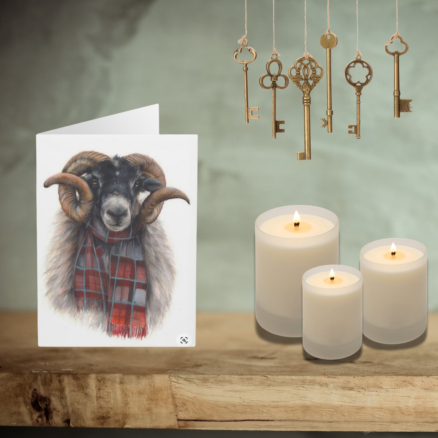 5 Whimsical Highland Ram Note Card, Large RAM Greeting Card 2 sided - FlooredByArt
