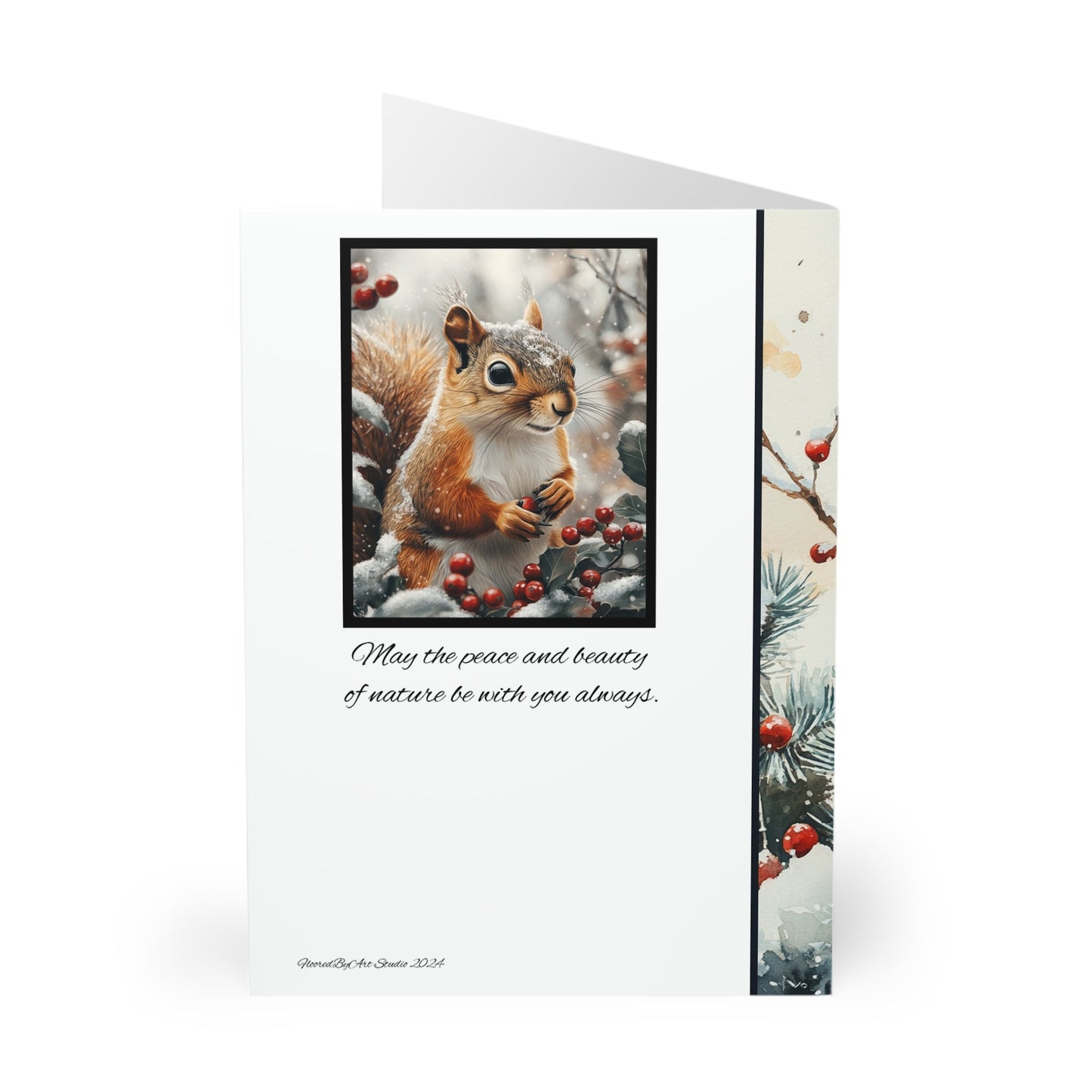 5 Wildlife Nature Squirrel Card, Winter Art Cards for Everyday or Christmas - FlooredByArt