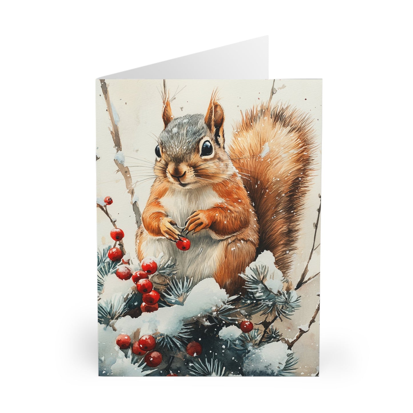 5 Wildlife Nature Squirrel Card, Winter Art Cards for Everyday or Christmas - FlooredByArt