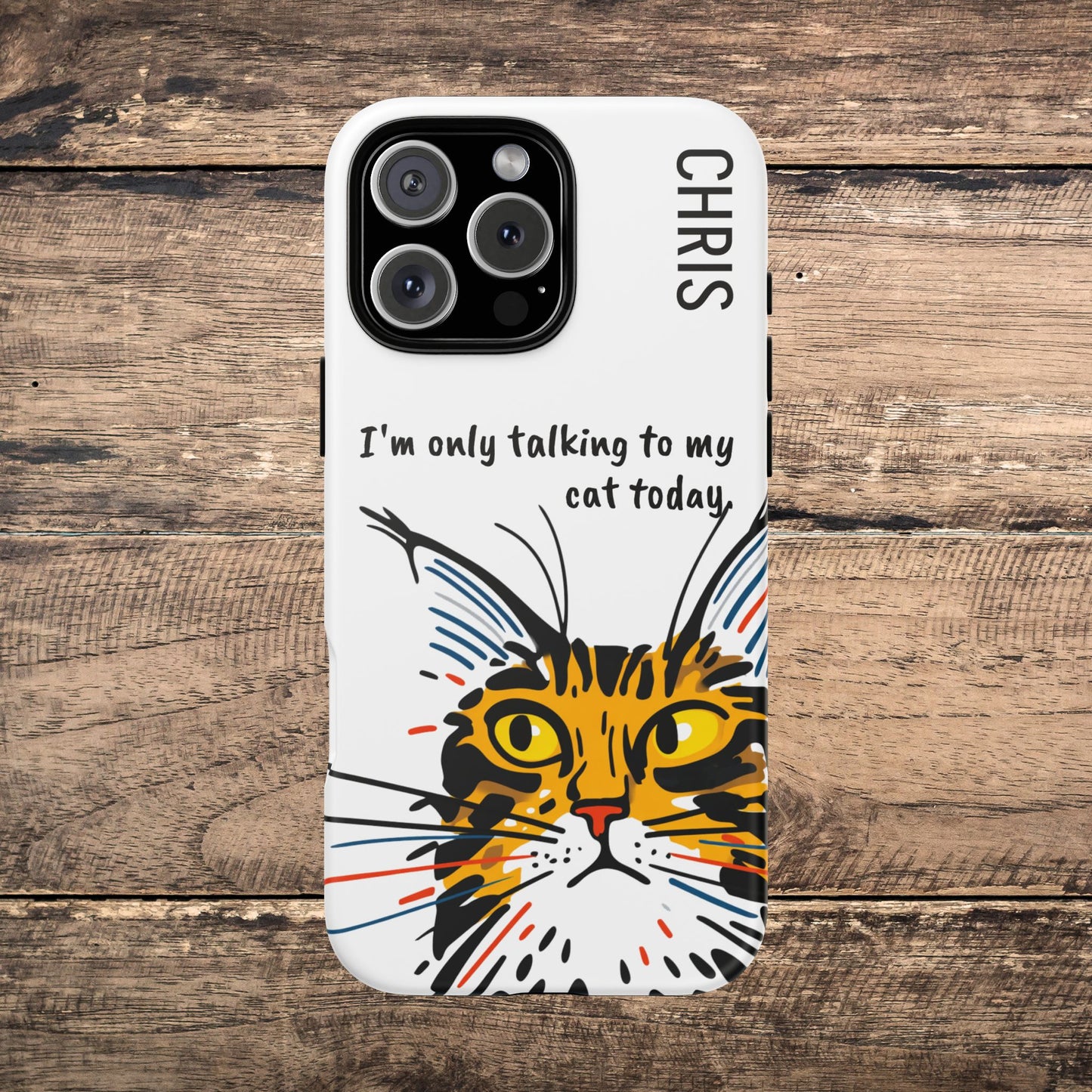 Personalized Cat iPhone Case, "Im only talking to my cat today", Unique Pet Lover Gift,