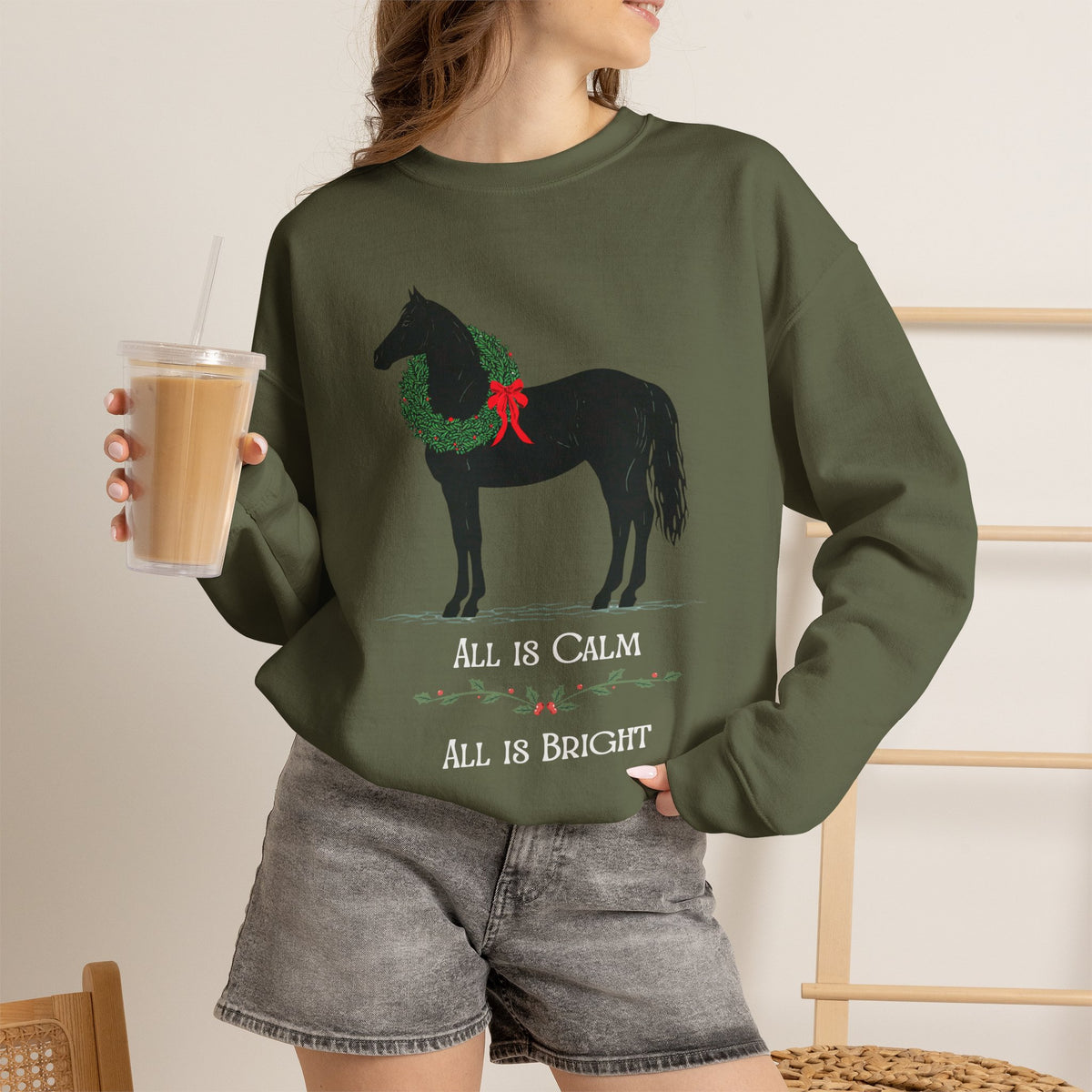 All Is Calm All Is Bright Horse Christmas Sweatshirt