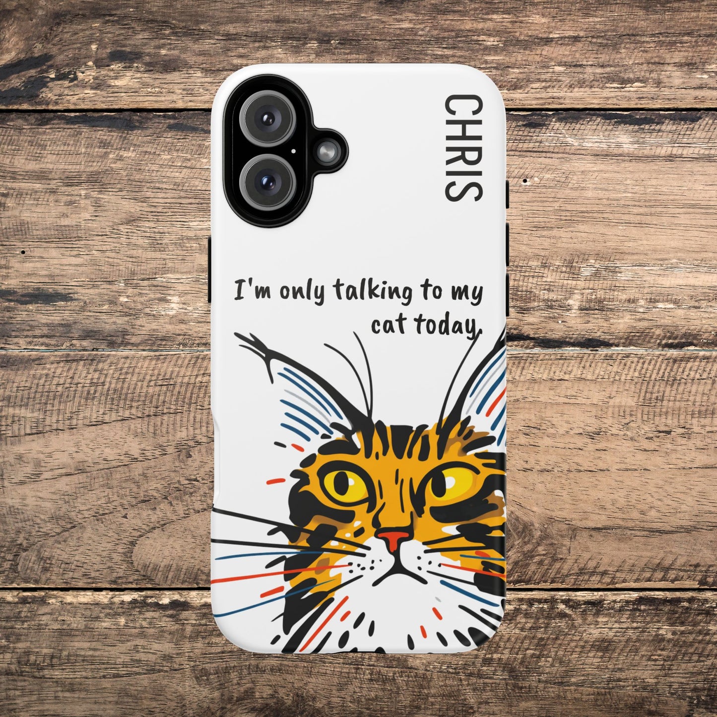 Personalized Cat iPhone Case, "Im only talking to my cat today", Unique Pet Lover Gift,