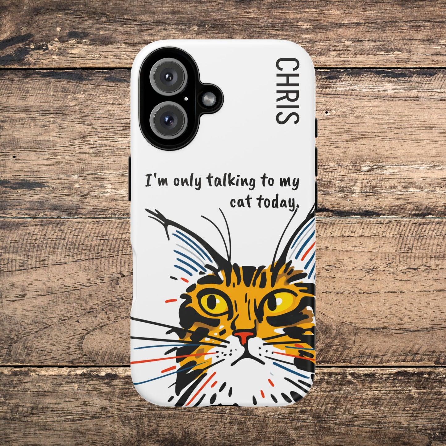Personalized Cat iPhone Case, "Im only talking to my cat today", Unique Pet Lover Gift,