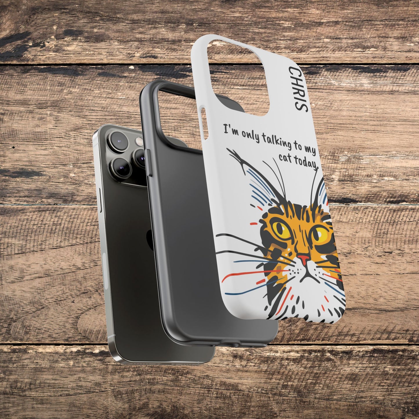 Personalized Cat iPhone Case, "Im only talking to my cat today", Unique Pet Lover Gift,
