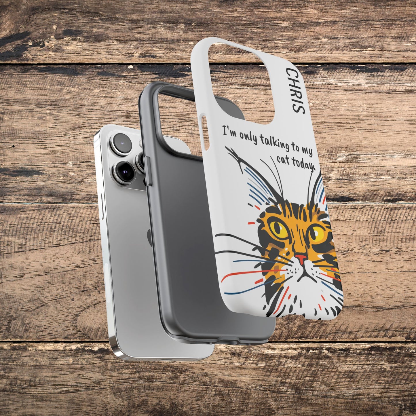 Personalized Cat iPhone Case, "Im only talking to my cat today", Unique Pet Lover Gift,