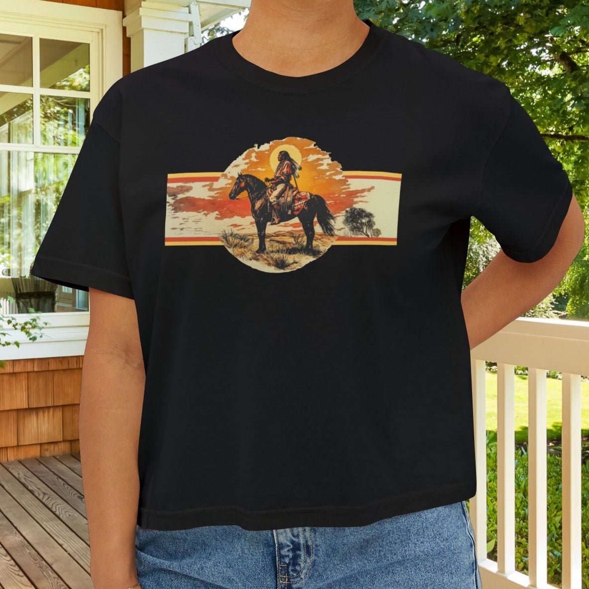 American Indian Spirit Crop Top – Western Heritage Comfort Colors T-Shirt for Women - FlooredByArt