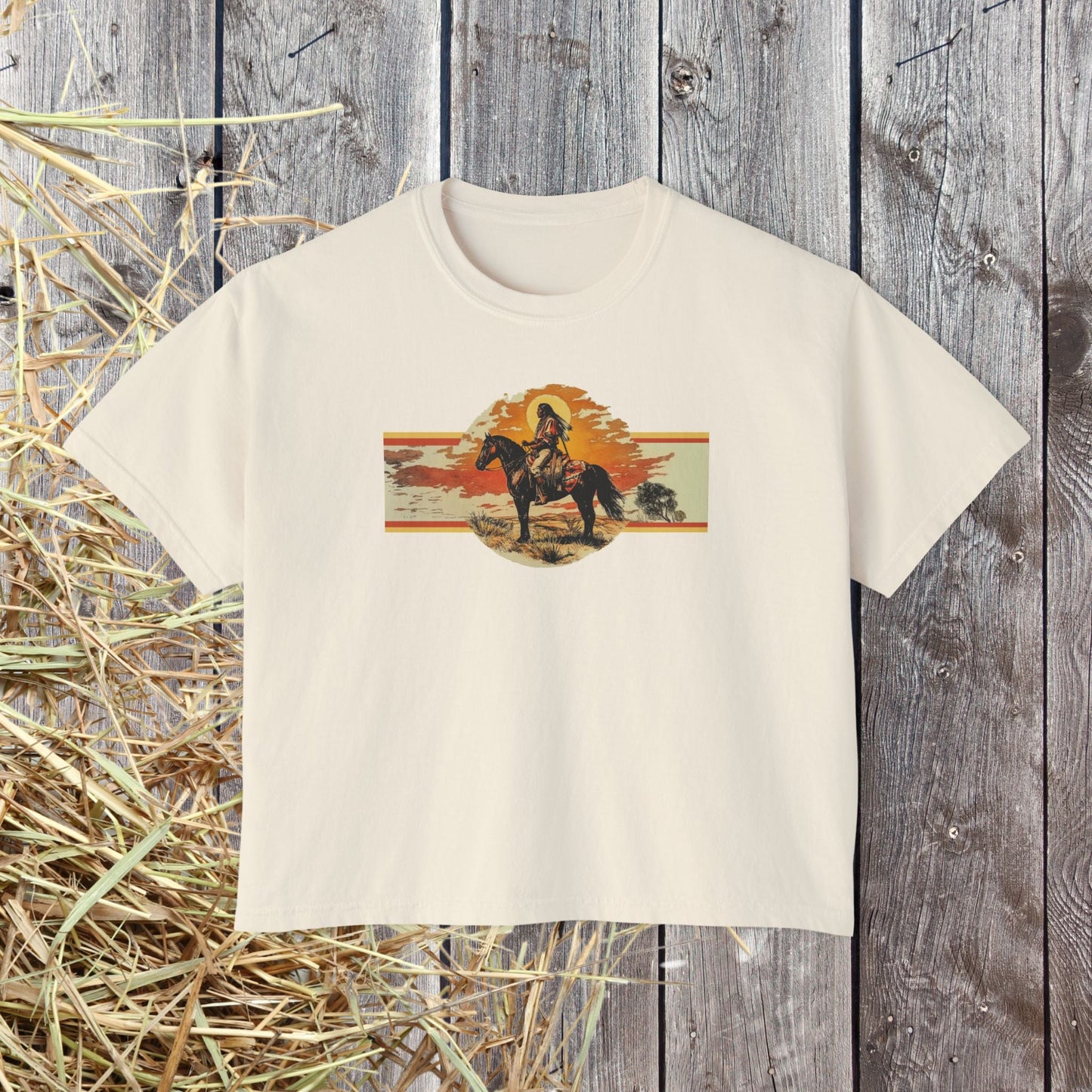 American Indian Spirit Crop Top – Western Heritage Comfort Colors T-Shirt for Women - FlooredByArt