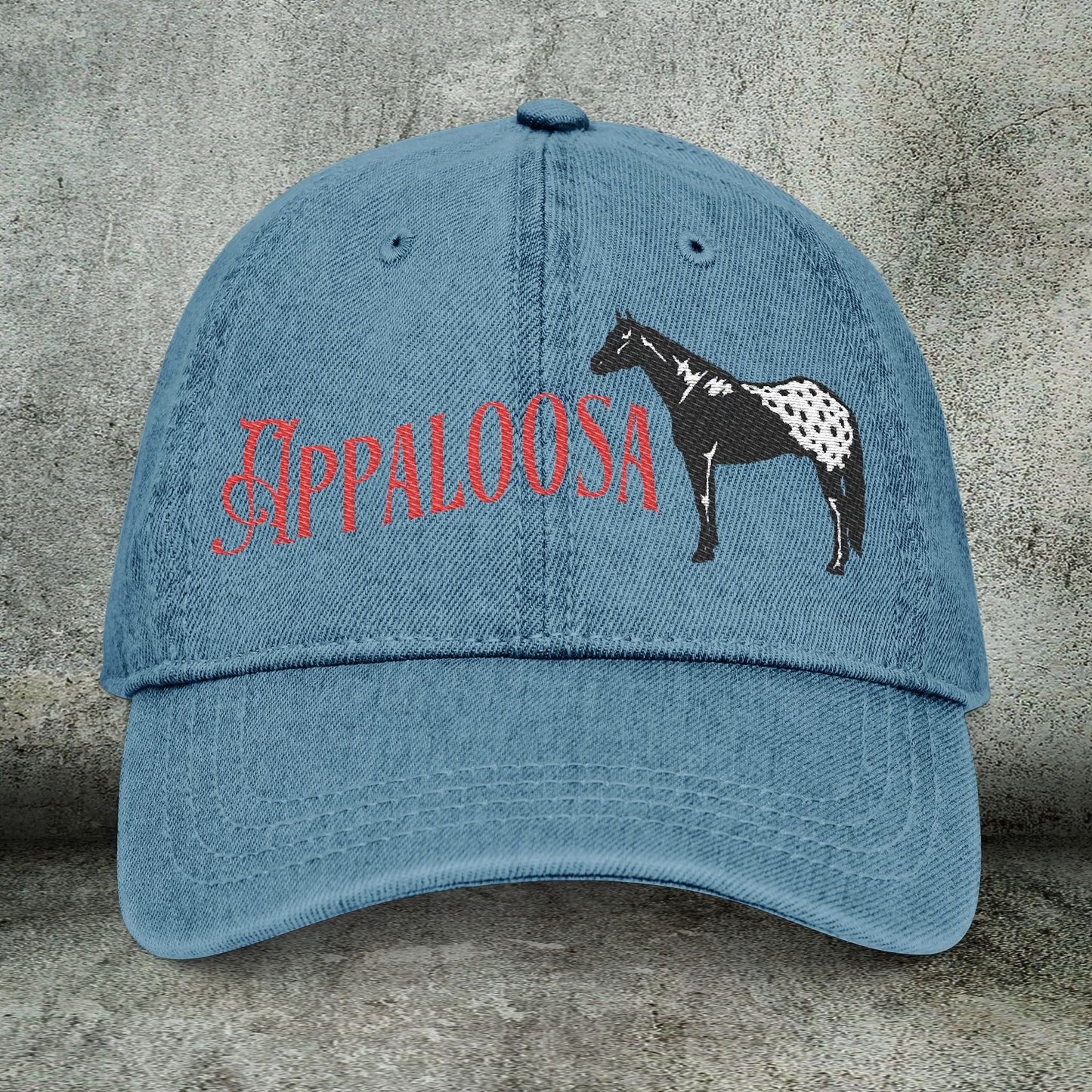 Appaloosa Embroidered Denim Hat – Casual Horse Lover Cap in Vintage Style - FlooredByArt