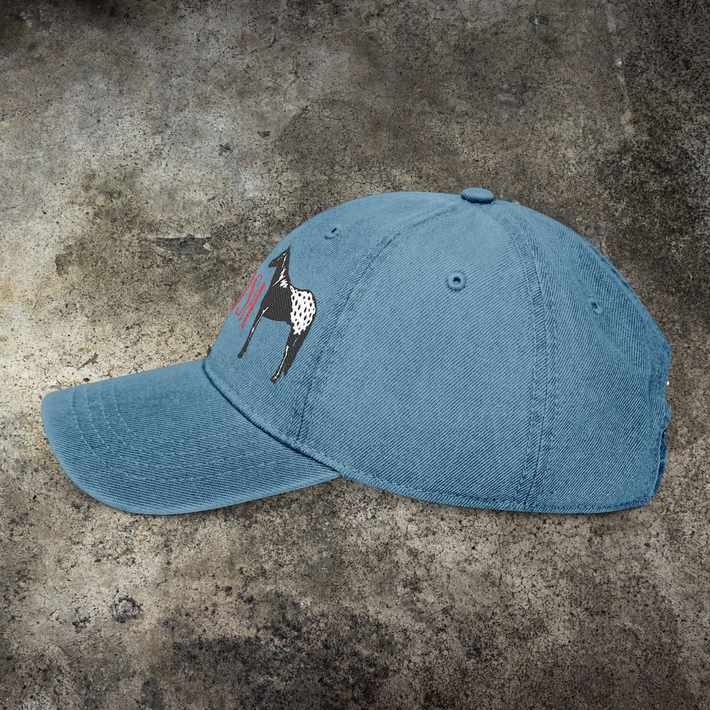 Appaloosa Embroidered Denim Hat – Casual Horse Lover Cap in Vintage Style - FlooredByArt
