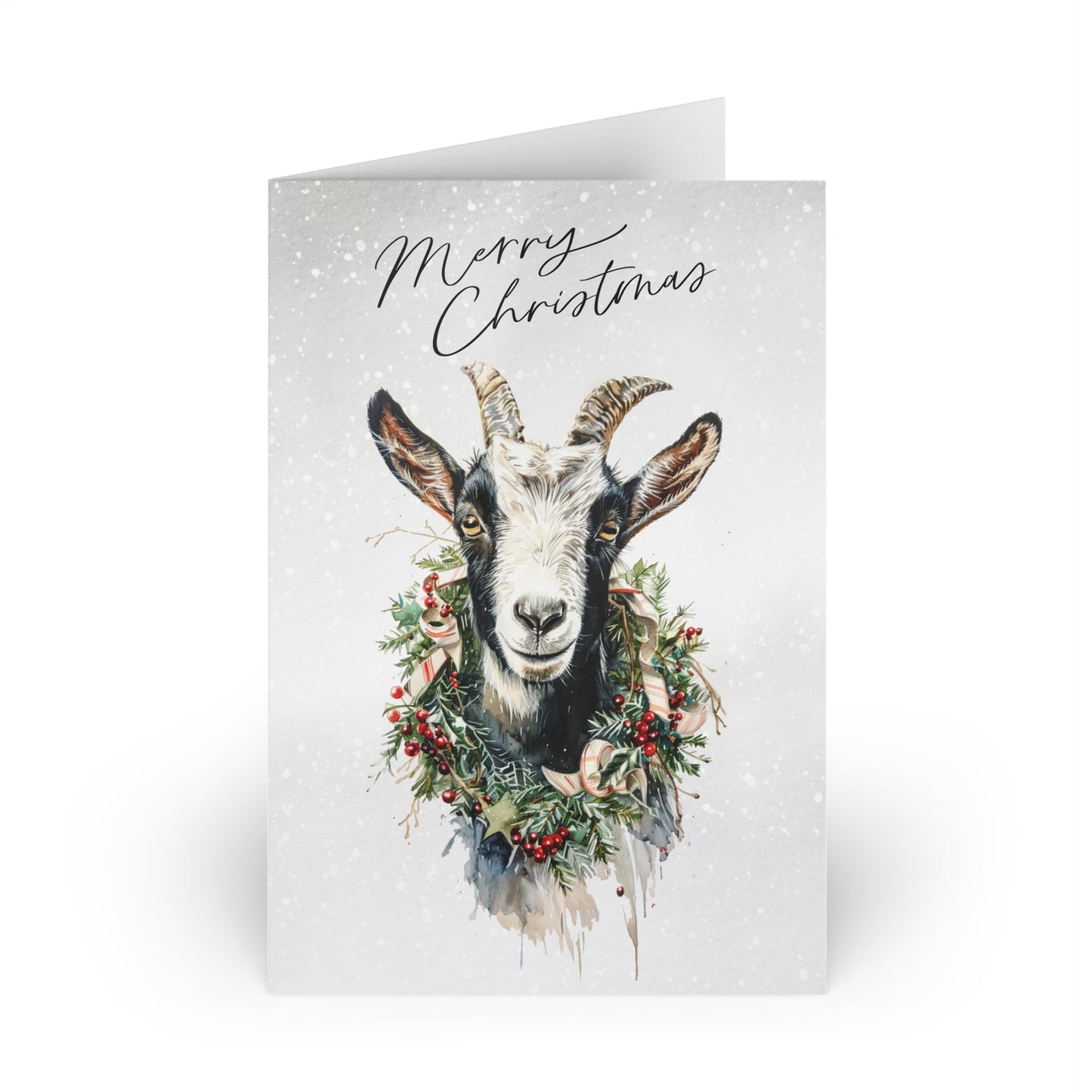 Baby Christmas Goat, Original Artwork Design, Blank Christmas Cards - Set of 10 or 1 - FlooredByArt