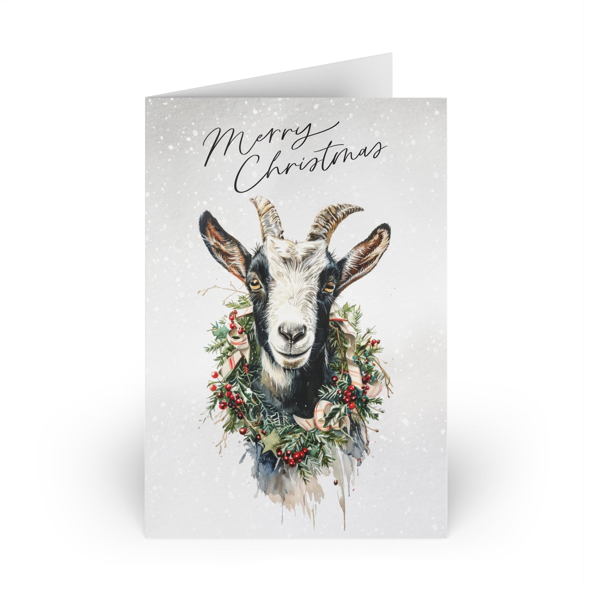 Baby Christmas Goat, Original Artwork Design, Blank Christmas Cards - Set of 10 or 1 - FlooredByArt
