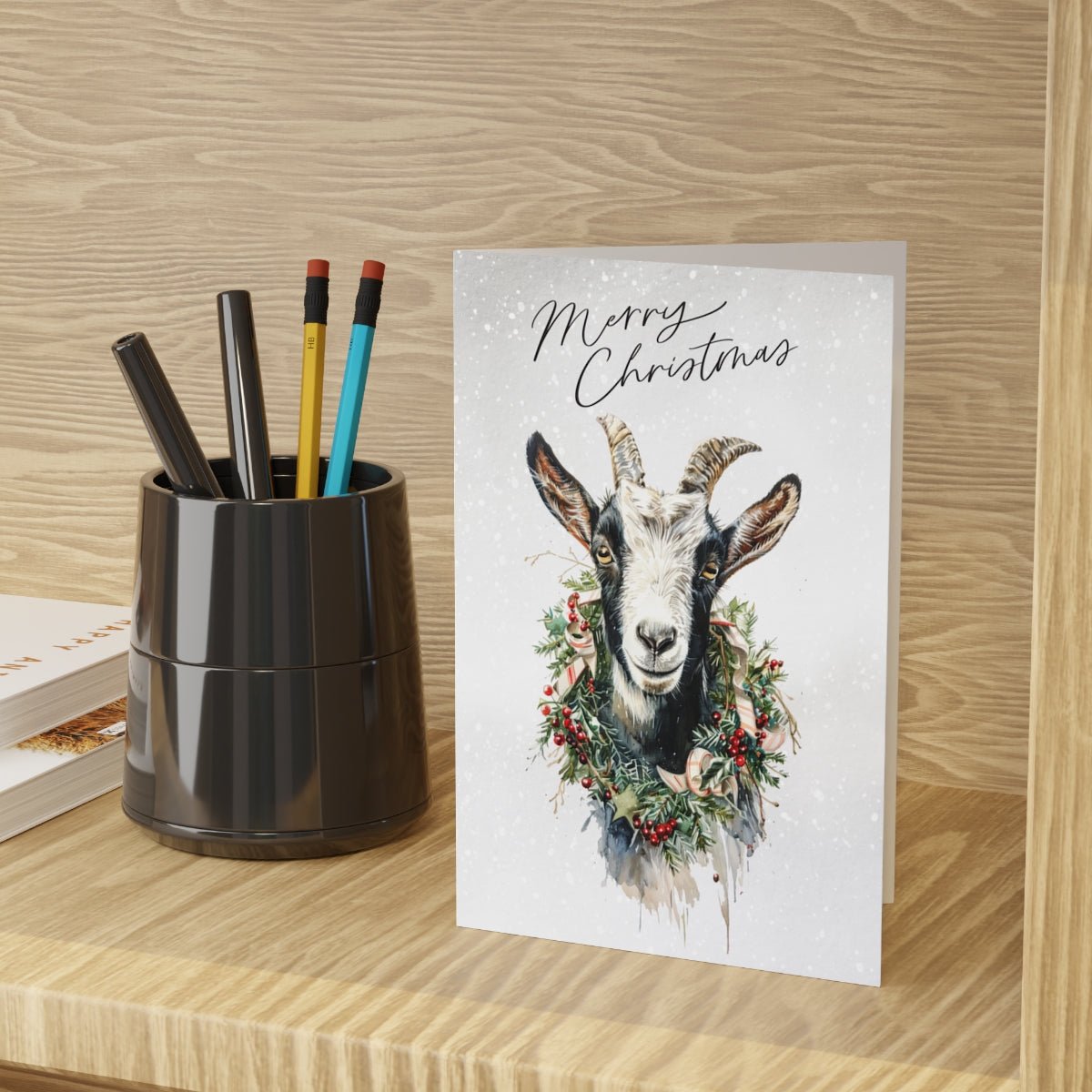 Baby Christmas Goat, Original Artwork Design, Blank Christmas Cards - Set of 10 or 1 - FlooredByArt