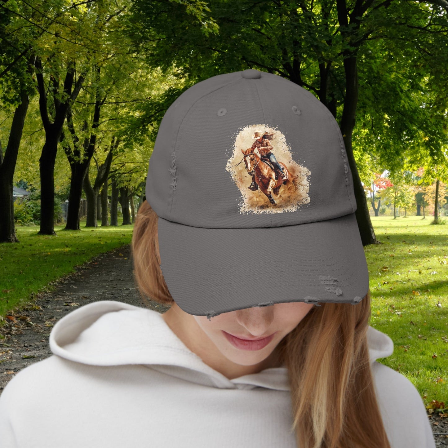Barrel Racing Cowgirl Rodeo Hat, Barrel Racer Cowgirl Baseball Style Cap - FlooredByArt