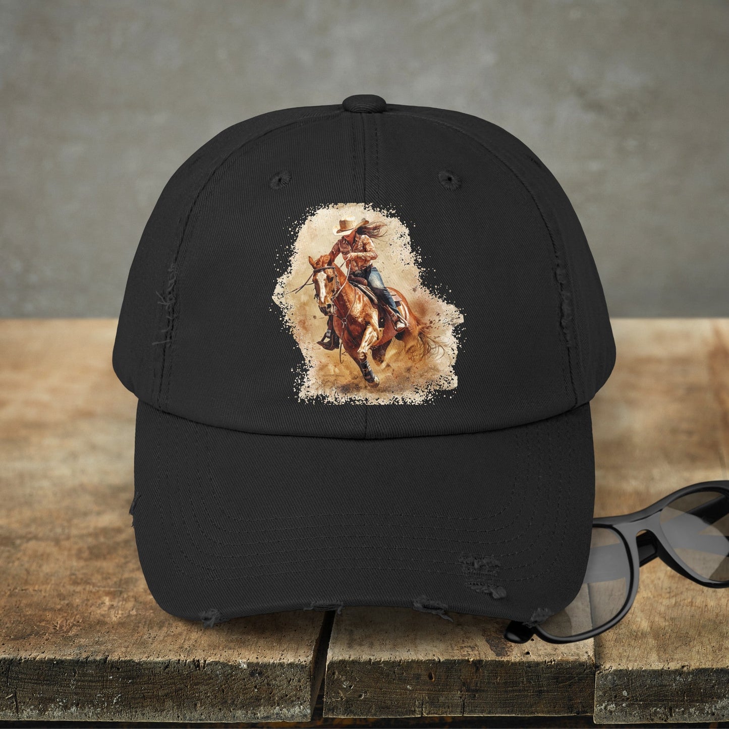 Barrel Racing Cowgirl Rodeo Hat, Barrel Racer Cowgirl Baseball Style Cap - FlooredByArt