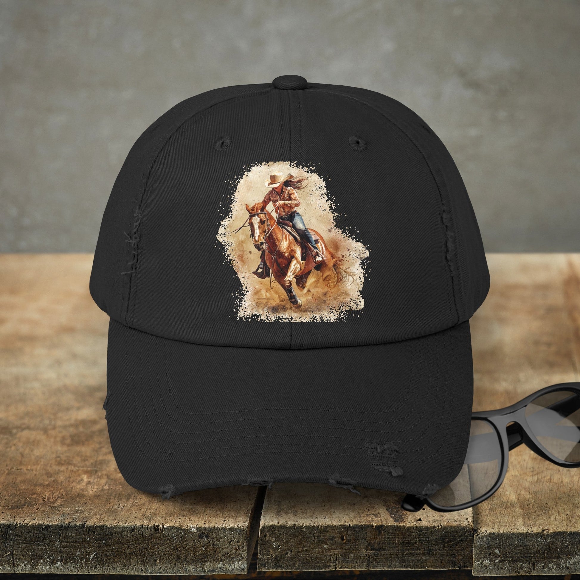 Barrel Racing Cowgirl Rodeo Hat, Barrel Racer Cowgirl Baseball Style Cap - FlooredByArt