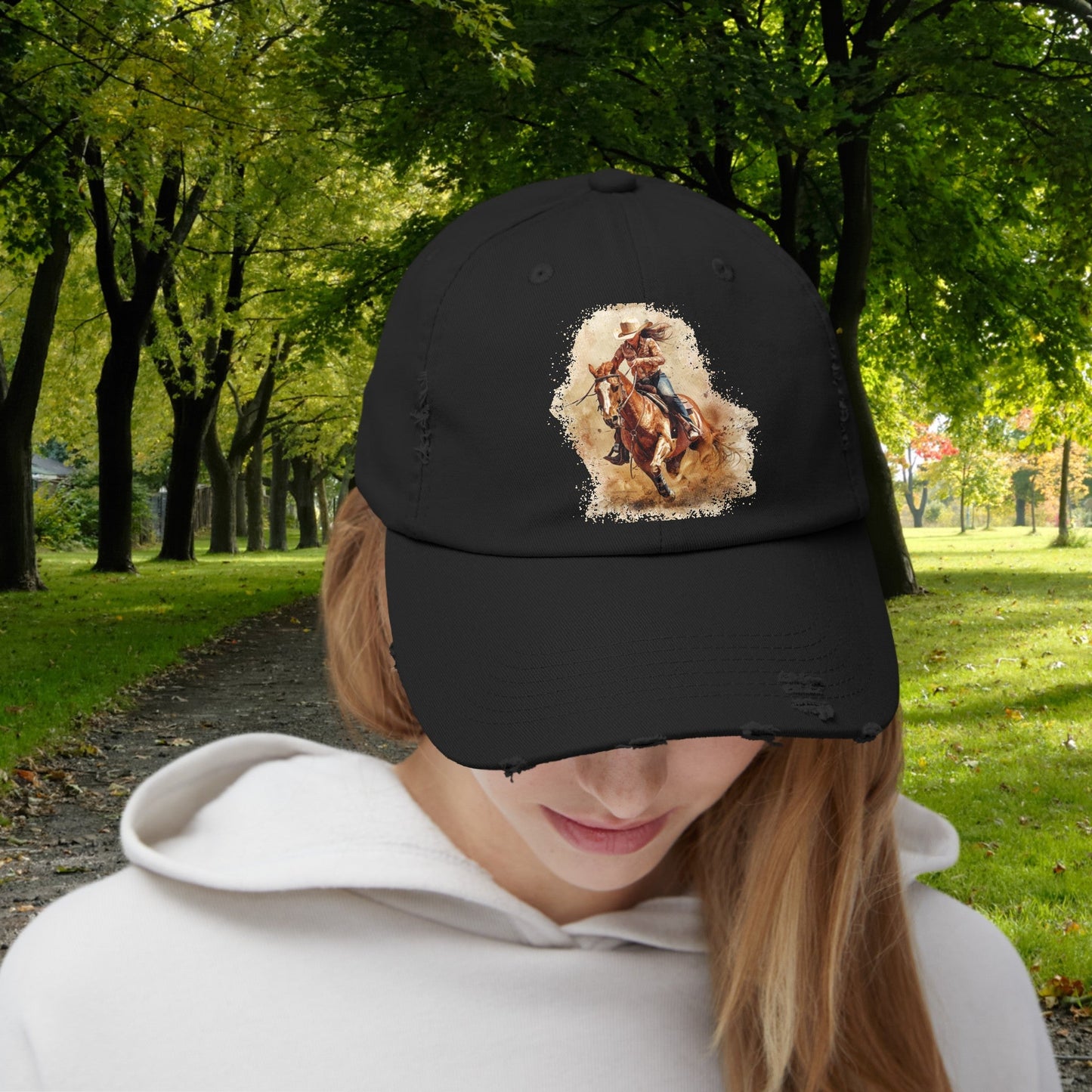 Barrel Racing Cowgirl Rodeo Hat, Barrel Racer Cowgirl Baseball Style Cap - FlooredByArt