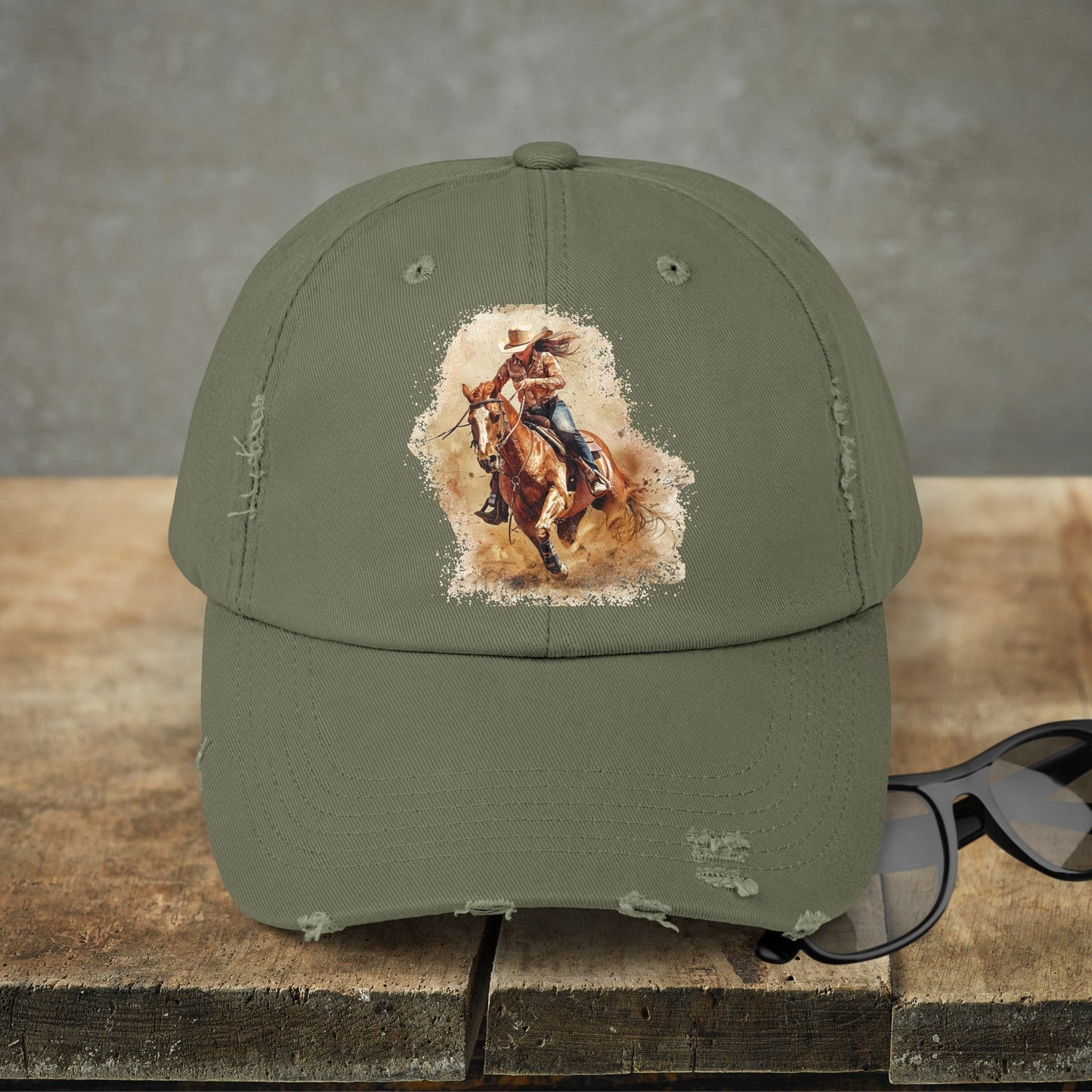 Barrel Racing Cowgirl Rodeo Hat, Barrel Racer Cowgirl Baseball Style Cap - FlooredByArt