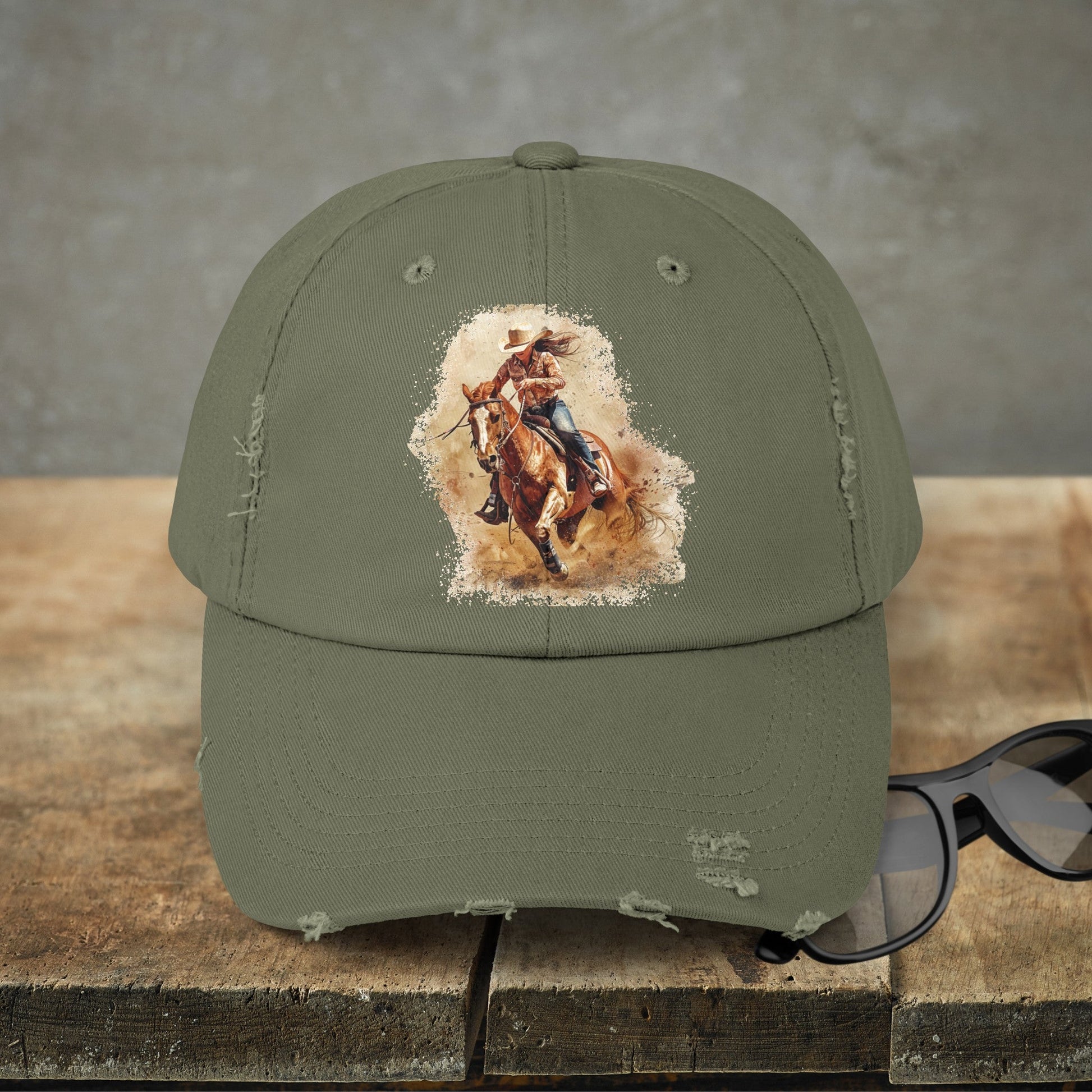Barrel Racing Cowgirl Rodeo Hat, Barrel Racer Cowgirl Baseball Style Cap - FlooredByArt