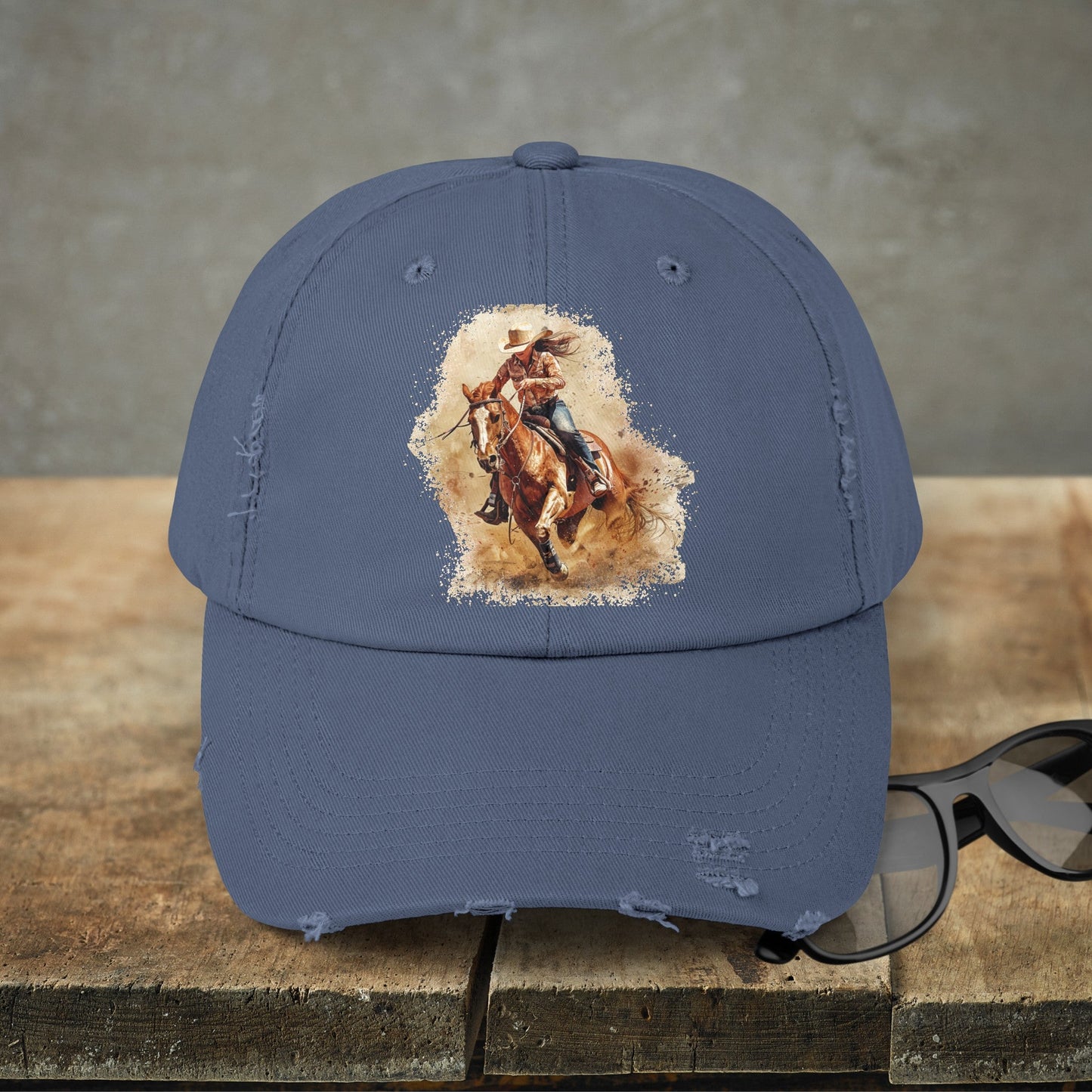 Barrel Racing Cowgirl Rodeo Hat, Barrel Racer Cowgirl Baseball Style Cap - FlooredByArt