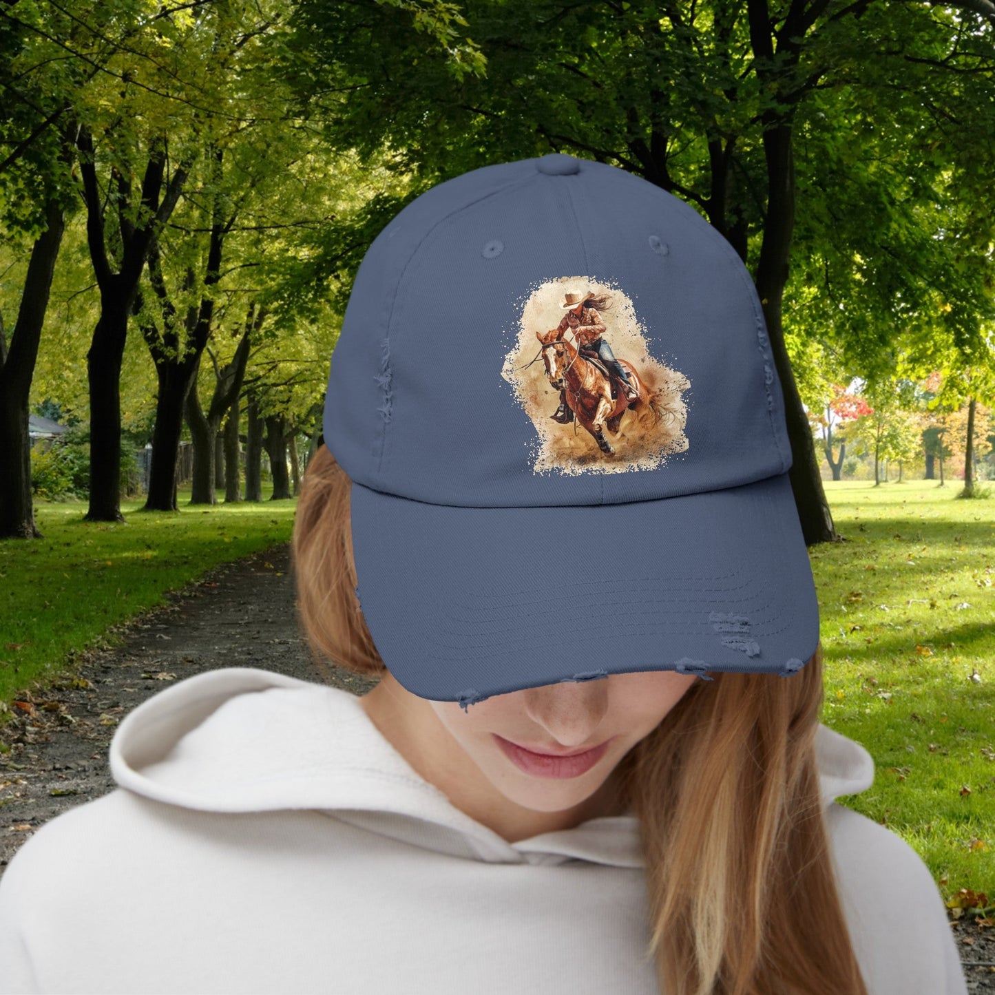 Barrel Racing Cowgirl Rodeo Hat, Barrel Racer Cowgirl Baseball Style Cap - FlooredByArt