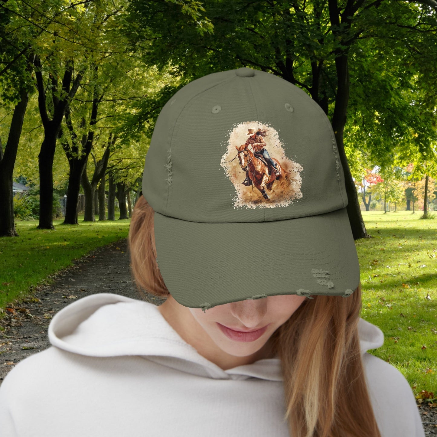 Barrel Racing Cowgirl Rodeo Hat, Barrel Racer Cowgirl Baseball Style Cap - FlooredByArt