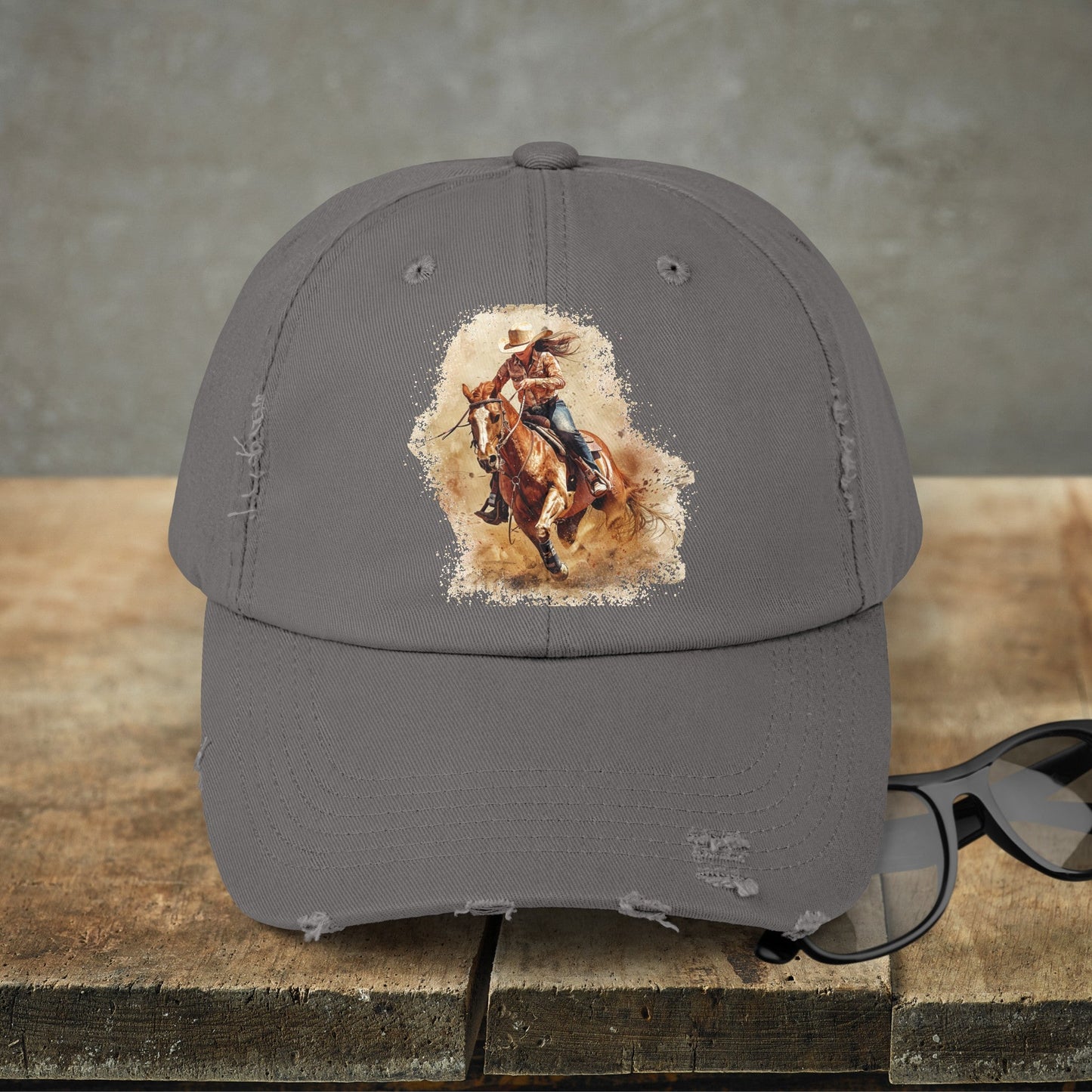 Barrel Racing Cowgirl Rodeo Hat, Barrel Racer Cowgirl Baseball Style Cap - FlooredByArt