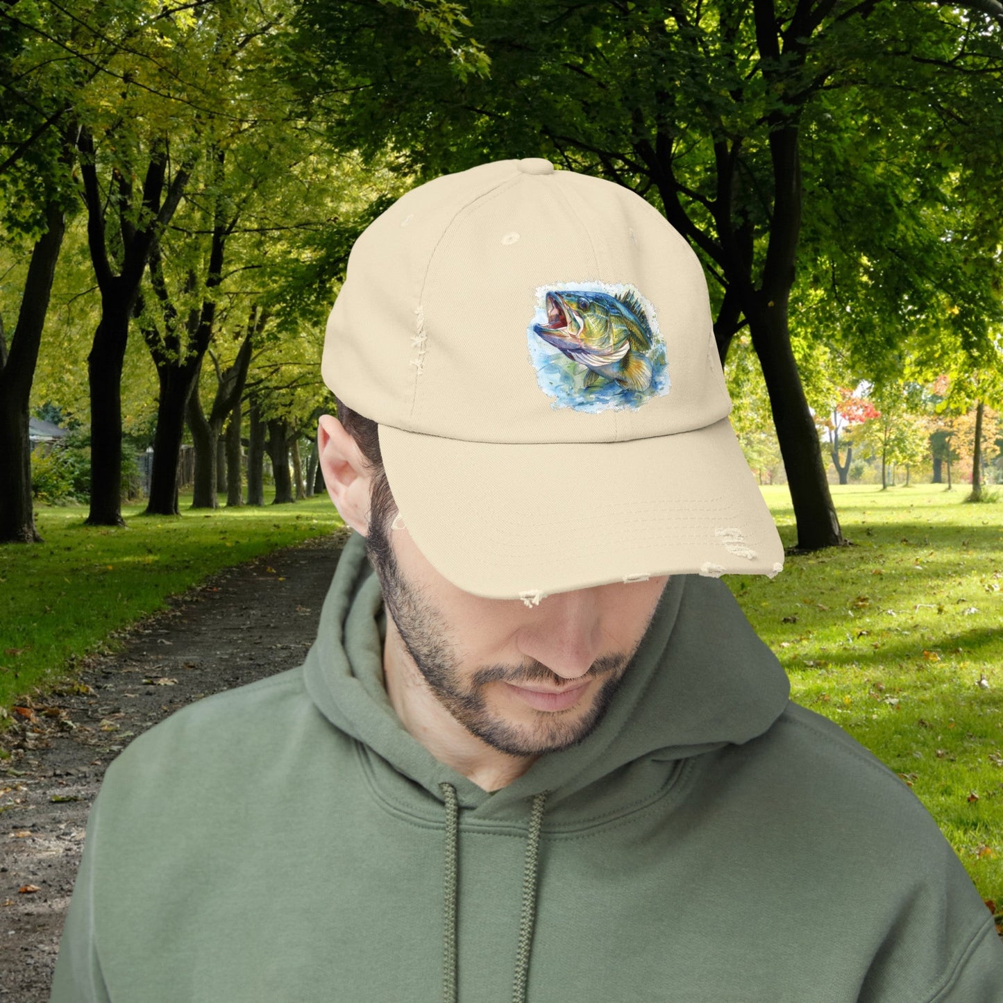 Bass Fishing Baseball Hat, Colorful Watercolor Bass Fish Art, See Matching Sandals! - FlooredByArt