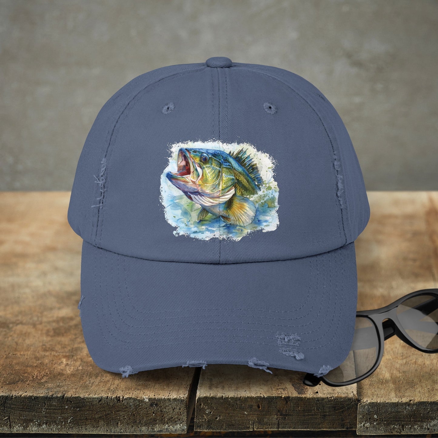 Bass Fishing Baseball Hat, Colorful Watercolor Bass Fish Art, See Matching Sandals! - FlooredByArt