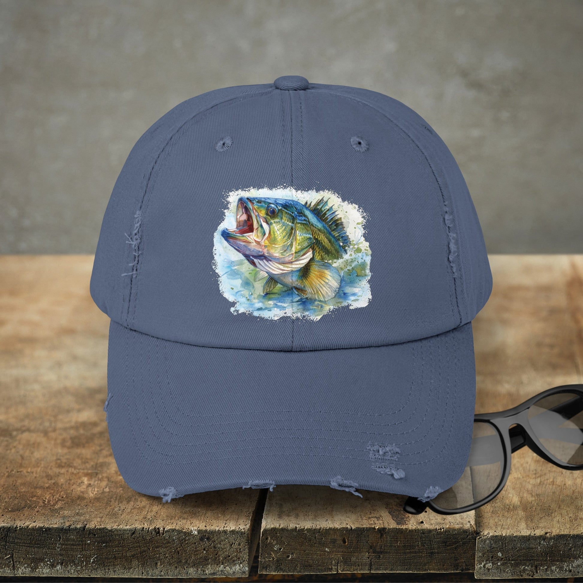 Bass Fishing Baseball Hat, Colorful Watercolor Bass Fish Art, See Matching Sandals! - FlooredByArt