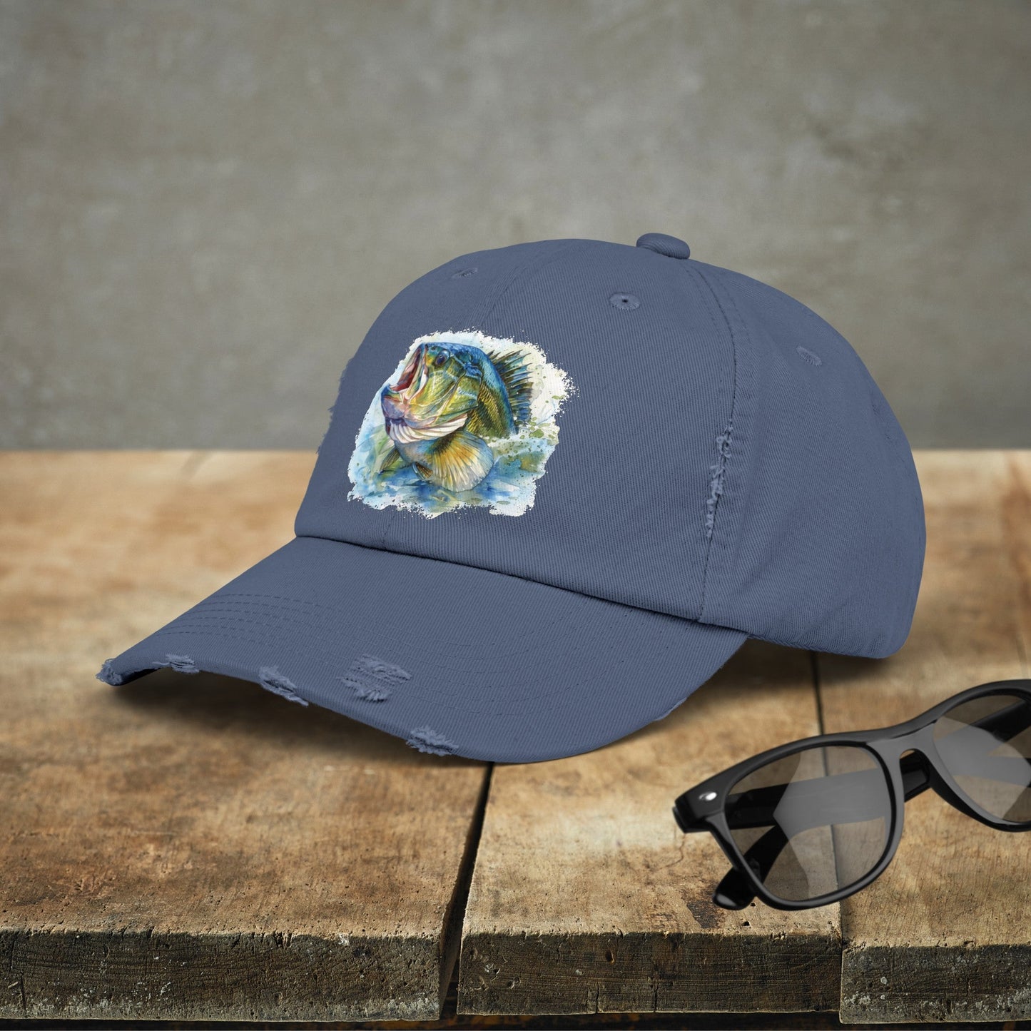 Bass Fishing Baseball Hat, Colorful Watercolor Bass Fish Art, See Matching Sandals! - FlooredByArt