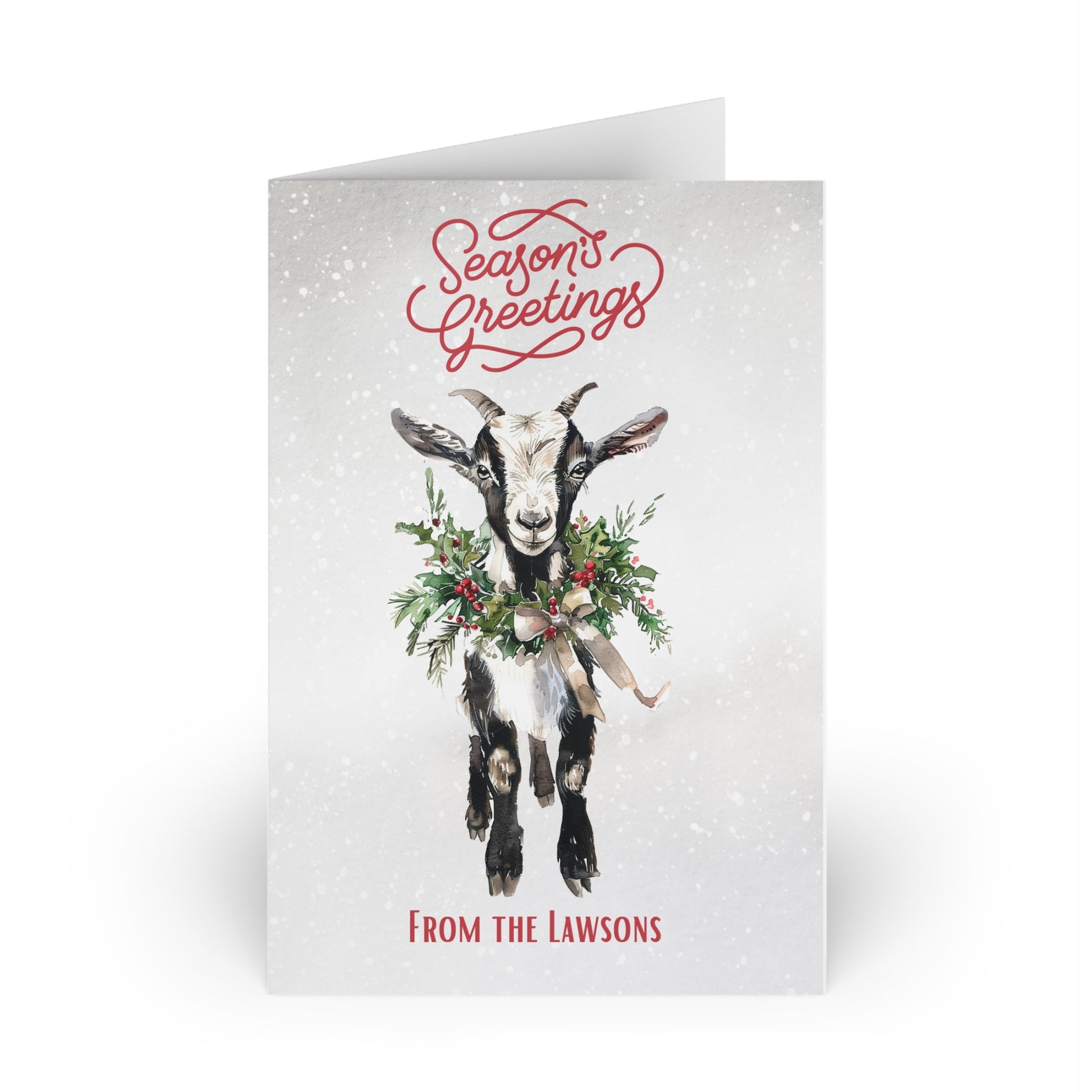 Black and White Baby Christmas Goat Artwork Blank Christmas Greeting Cards - FlooredByArt