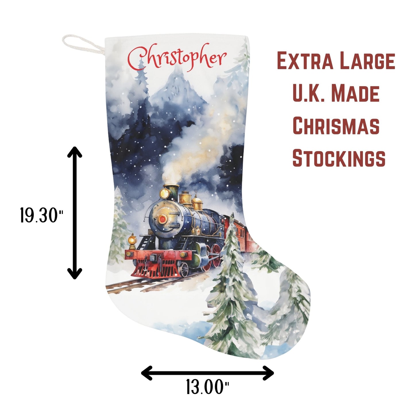 Black Cat Christmas Stocking - Personalized A Black Cat with Holly & Berries - FlooredByArt